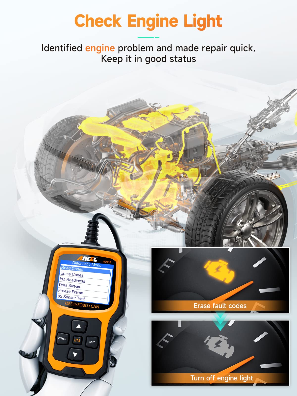 ANCEL PB100 Automotive Power Circuit Tester Probe with ANCEL AD410 Enhanced OBD2 Scanner - Car Electrical Diagnostic Tool for Mechanics & DIY Enthusiasts - Perfect for Vehicle Maintenance & Troubleshooting