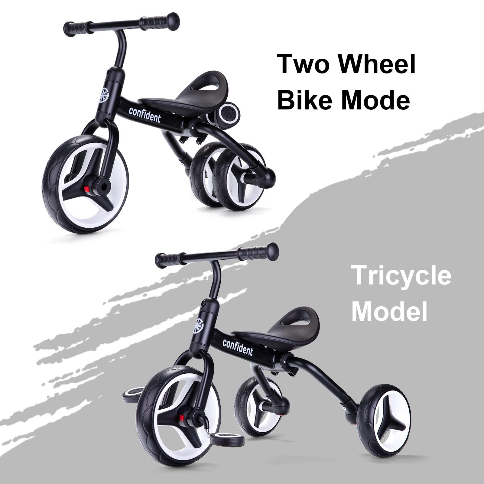 YGJT 4-in-1 Convertible Toddler Tricycle for Kids Ages 2-5 Years - Adjustable Seat & Removable Pedal Folding Trike - Balance Bike & Ride-On Toy - Perfect Gift for Boys & Girls Birthday, Park Rides & Backyard Play