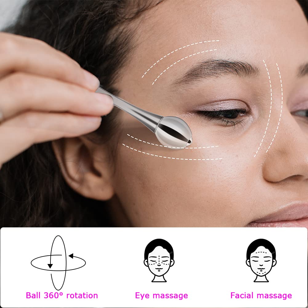 **Silver Face & Eye Roller Massager - Skin Care Tool for Wrinkle Reduction, Body Tightening, and Slimming - Use for Face, Eyes, Neck & Body - Perfect for Home Spa & Relaxation**