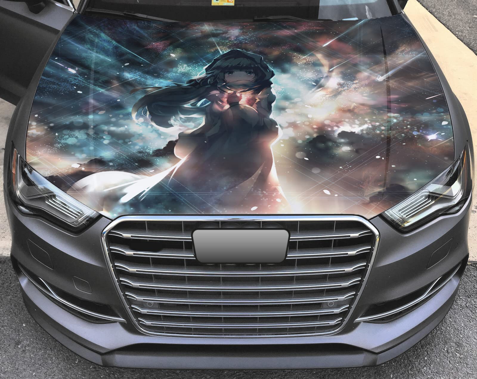 Premium Anime Girl Vinyl Car Hood Wrap - Full Color Graphics Decal Sticker 54