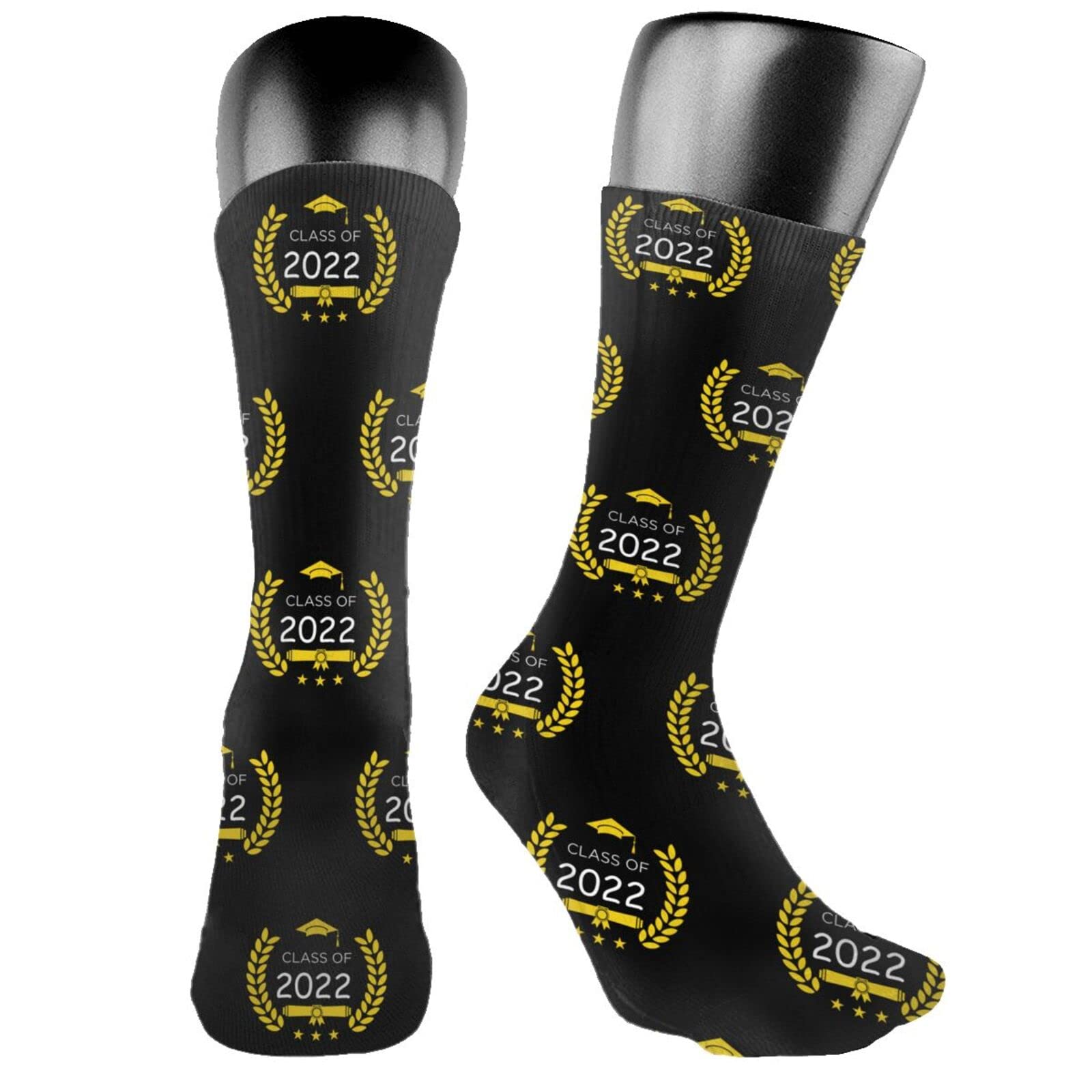 Class of 2022 Printed Crew Socks for Women & Men - Novelty Graduation Fashion Socks - Comfortable Casual Wear for School, Gifts & Everyday Use