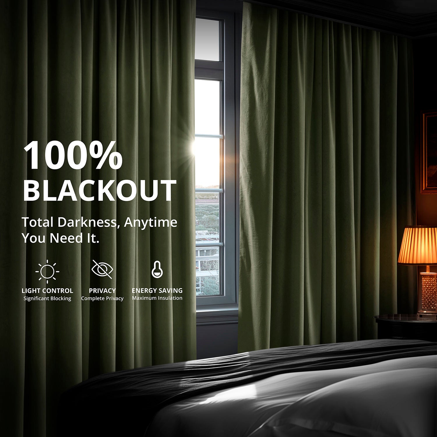 Hunter Green French Pleat Signature Velvet Blackout Curtains - Thermal Insulated Drapes for Bedroom & Living Room - Noise Reducing Window Treatments for Home Decor