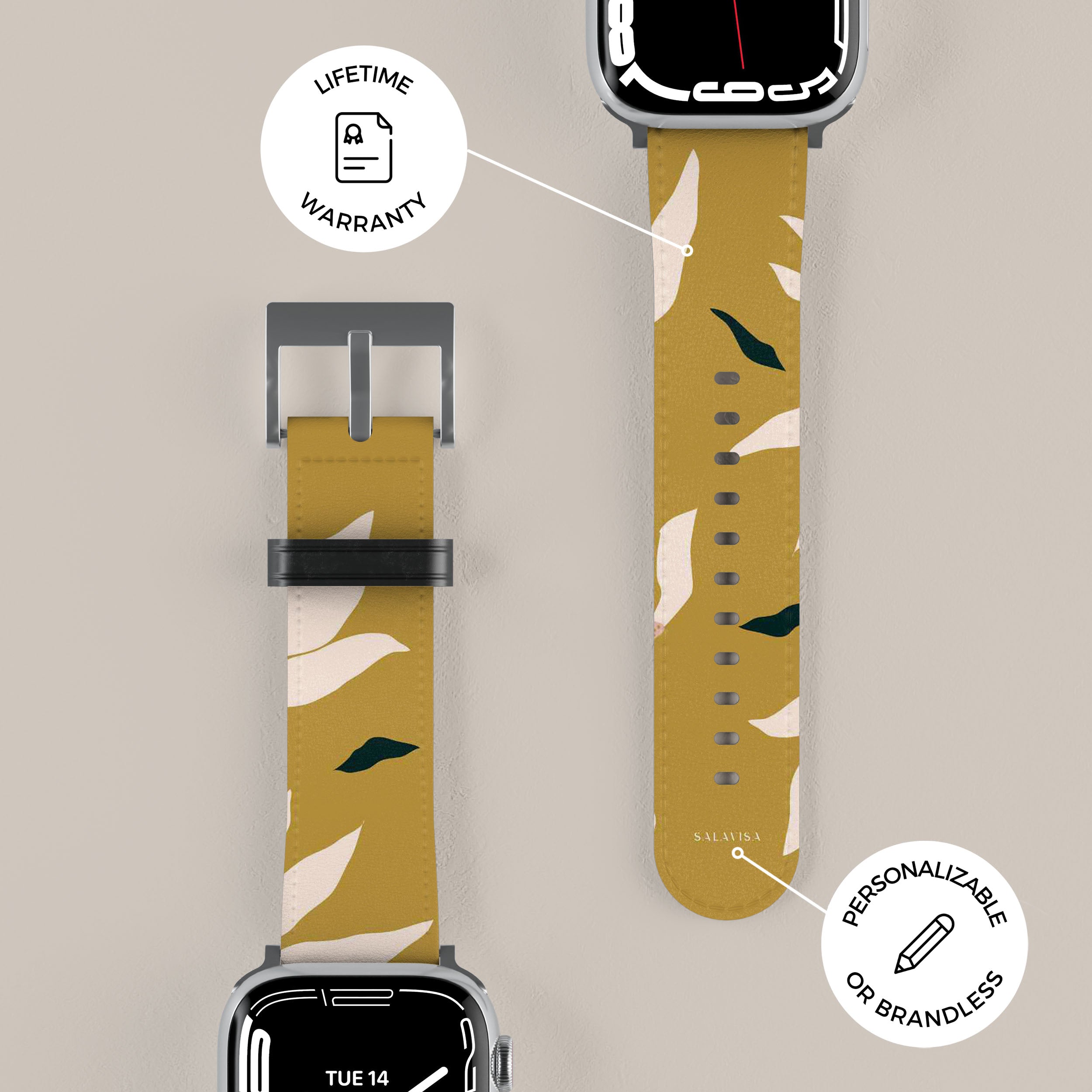 Burnt Yellow Floral Apple Watch Band - Soft Silicone Strap for Apple Watch Series 8/7/6/5/4/SE, Stylish & Comfortable for Women & Men - Perfect for Workouts, Running, Gym & Everyday Wear