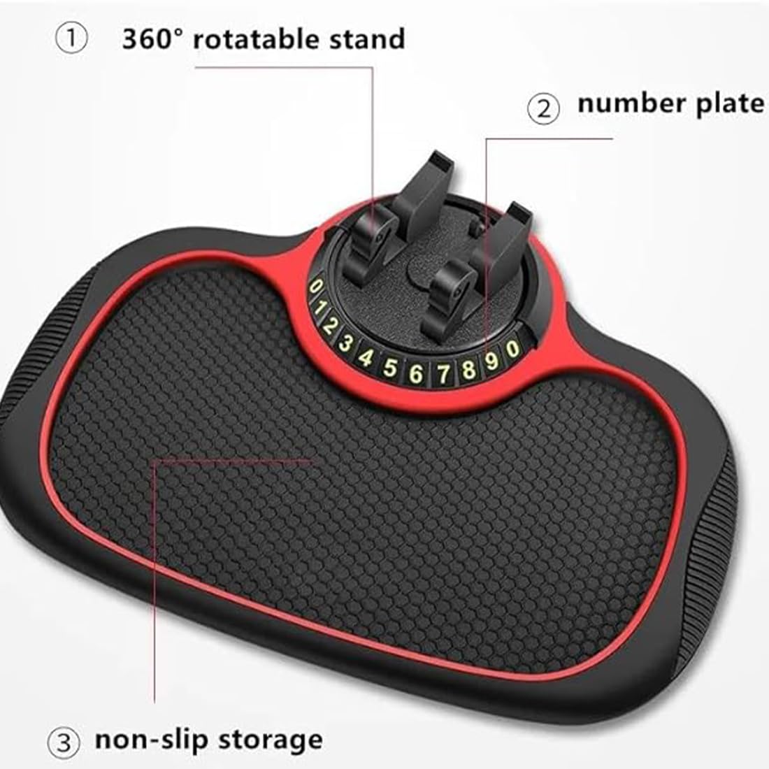 **Universal Anti-Slip Car Dashboard Mat with Phone Holder – 2PCS Black – Non-Slip Sticky Pad for Phones, Keys & Accessories – Perfect for Safe Driving & Organized Dashboard**    *(Use Cases: Keeps your phone, sunglasses, and small items secure while driving, prevents sliding on the dashboard, and enhances car interior organization.)*