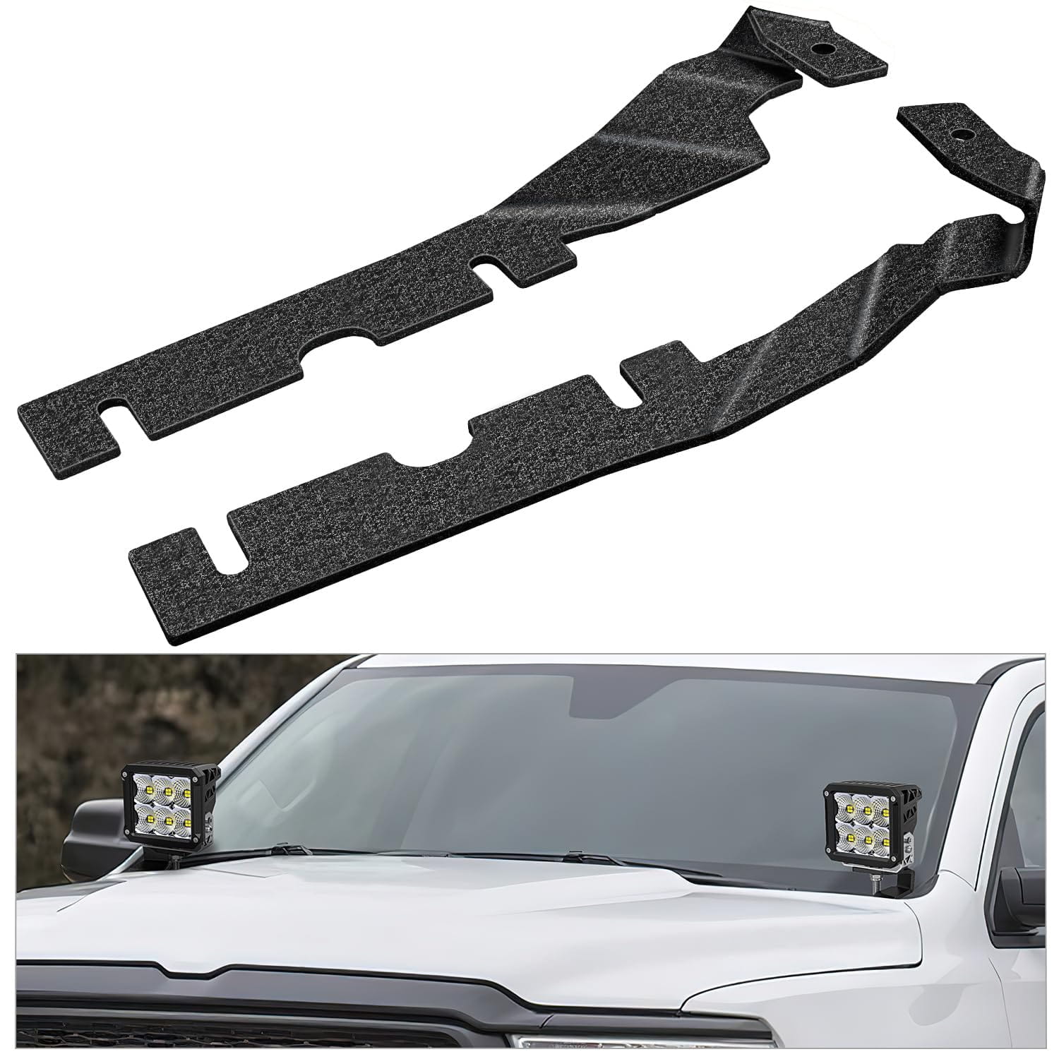 Ditch Light Hood Hinges Mounts for 2009-2018 Dodge RAM 1500 2500 3500 - Off-Road LED Light Brackets for Enhanced Visibility & Safety