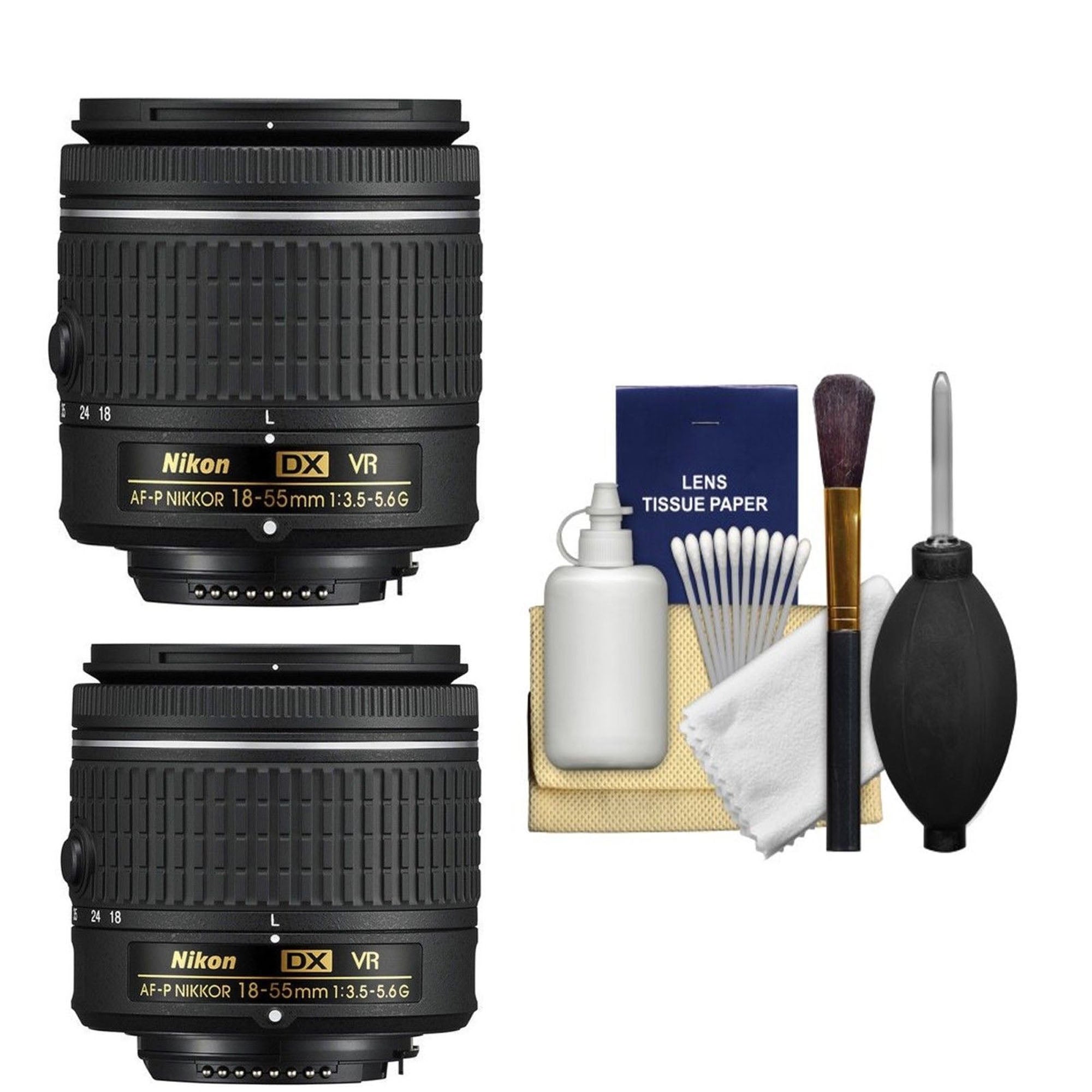 Nikon AF-P DX NIKKOR 18-55mm f/3.5-5.6G VR Zoom Lens (2 Pack) with Lens Cleaning Kit - Perfect for DSLR Photography, Travel & Portrait Shooting