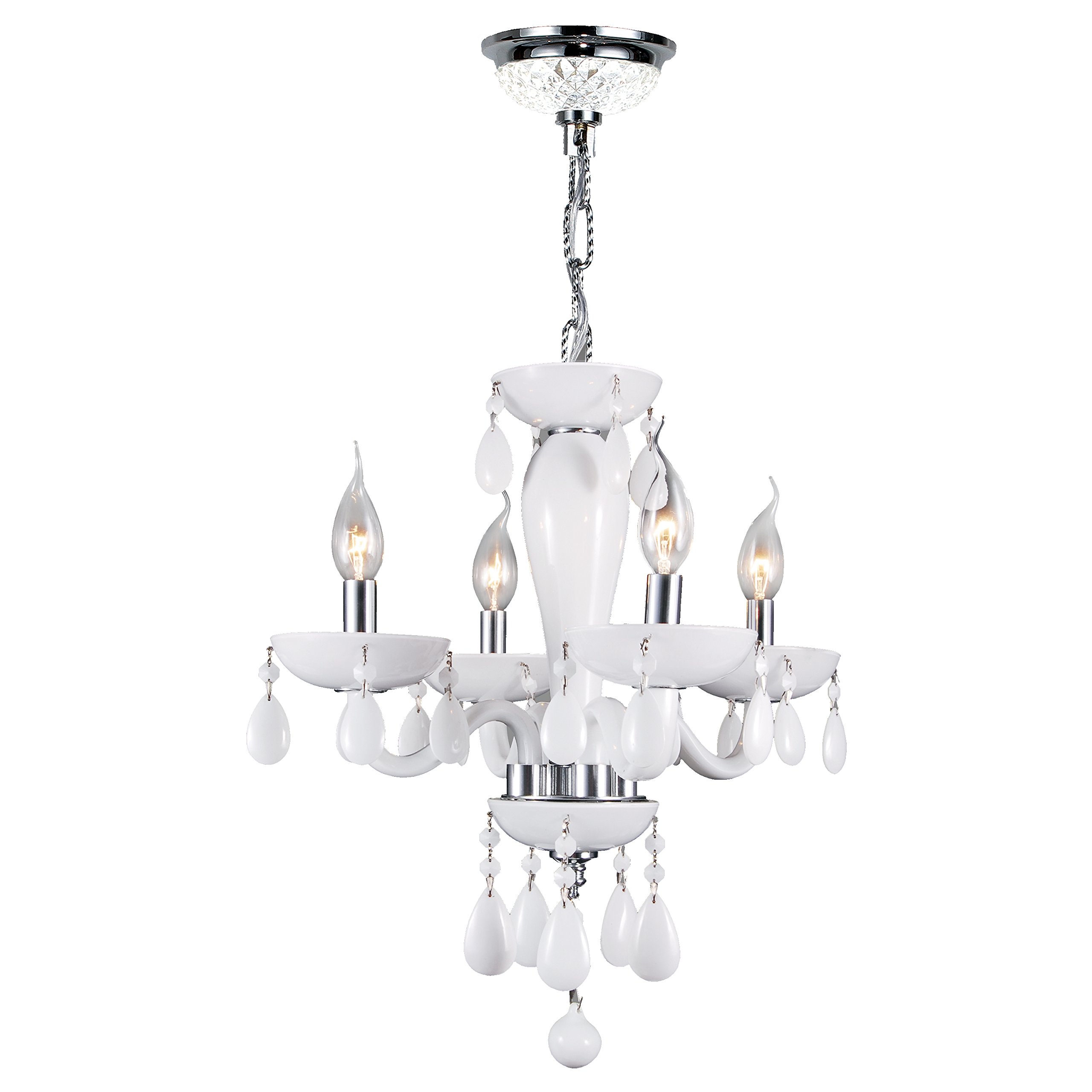 Gatsby Collection 4-Light Chrome Finish White Blown Glass Mini Chandelier - 16
