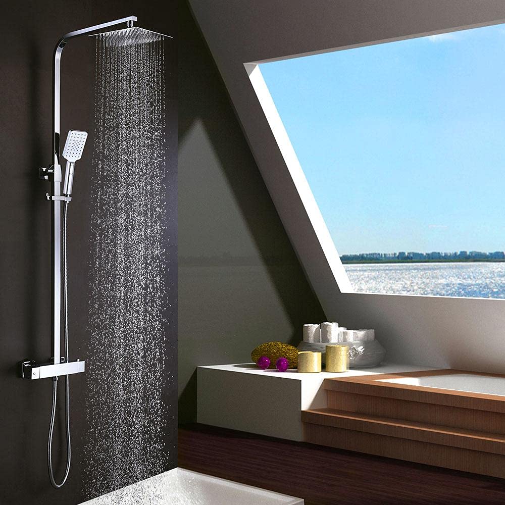 Fitted 120704 Thermostatic Shower Column - Extra Flat Design for Modern Bathrooms | Perfect for Space-Saving Bathroom Upgrades