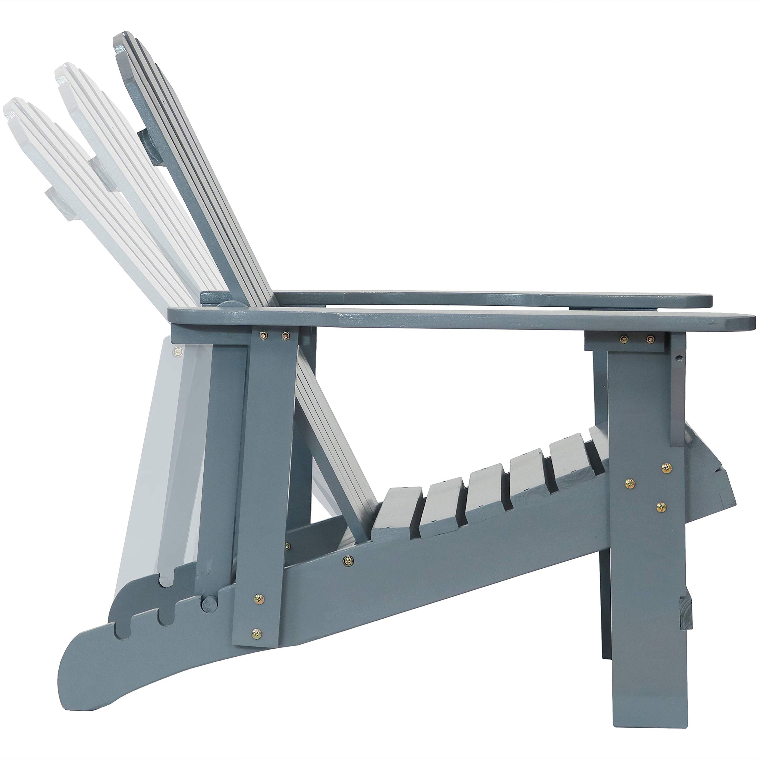 Premium Natural Fir Wood Adirondack Chairs Set of 2 - Adjustable Backrest, 250lb Weight Capacity - Weather-Resistant Gray Outdoor Patio Furniture for Garden, Poolside & Backyard Relaxation