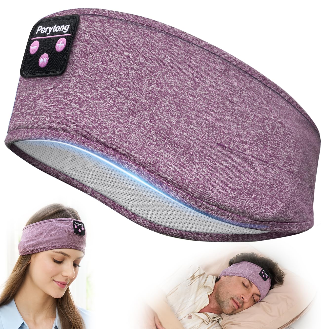 Perytong Bluetooth Sleep Headphones Headband - Wireless Headphones for Sleeping, Running, Yoga, Fitness, Travel & Meditation - Comfortable for Side Sleepers - Perfect Gift for Men & Women - Ideal for Night Use, Workouts & Relaxation