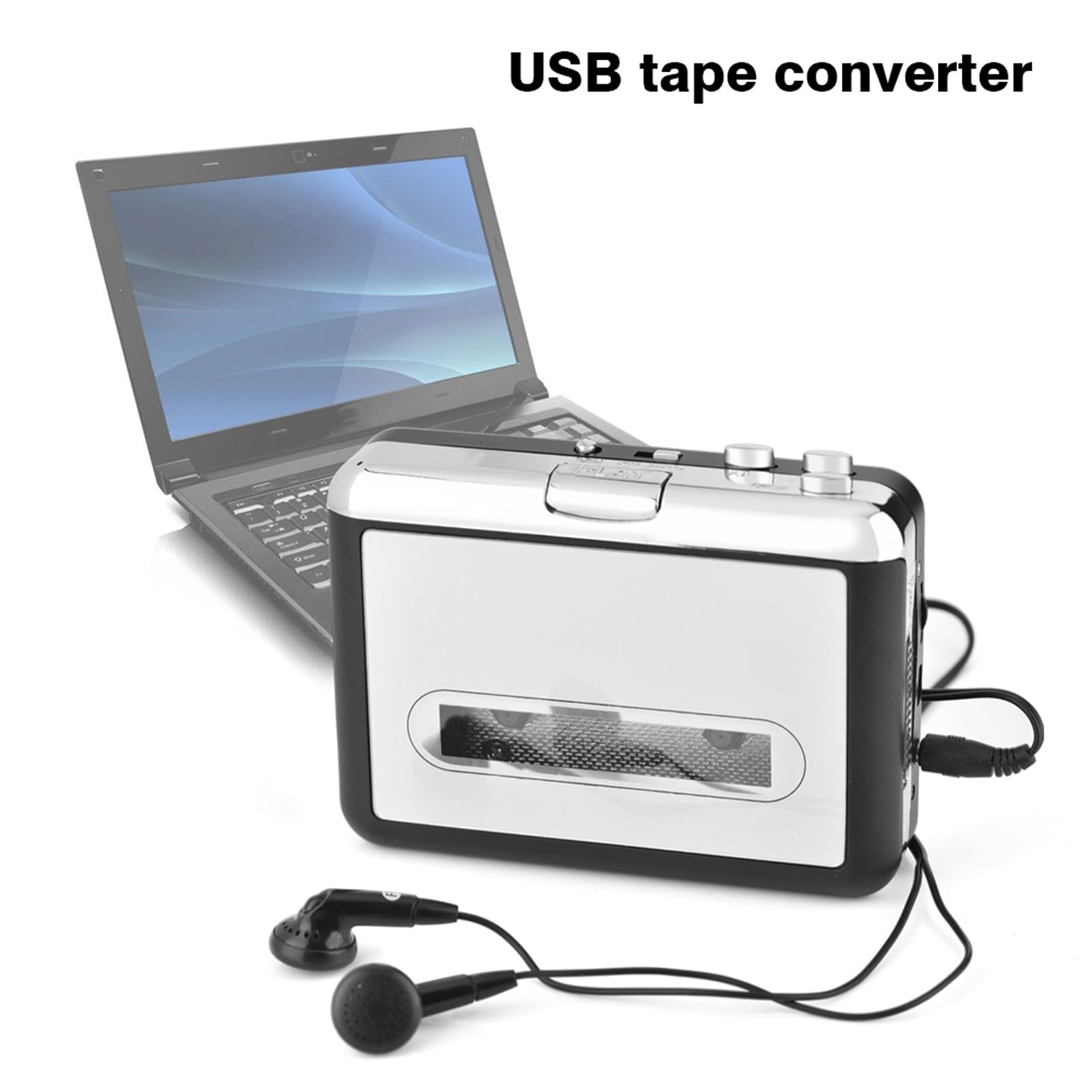 USB Cassette Tape to MP3 Converter - Digital Audio Music Player with Headphones | Convert Old Tapes to Digital Files for Music Lovers & Nostalgic Listeners