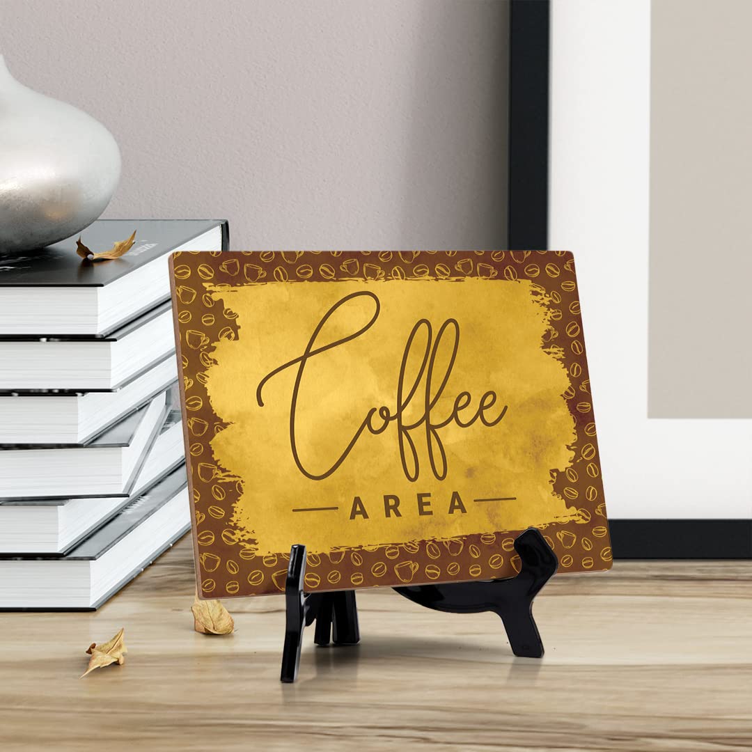 ByLITA Coffee Area Table Sign - 8 x 6 Inch Rustic Wooden Cafe Sign for Coffee Shops, Home Kitchen & Office Break Rooms - Perfect for Coffee Stations, Barista Areas & Coffee Lovers