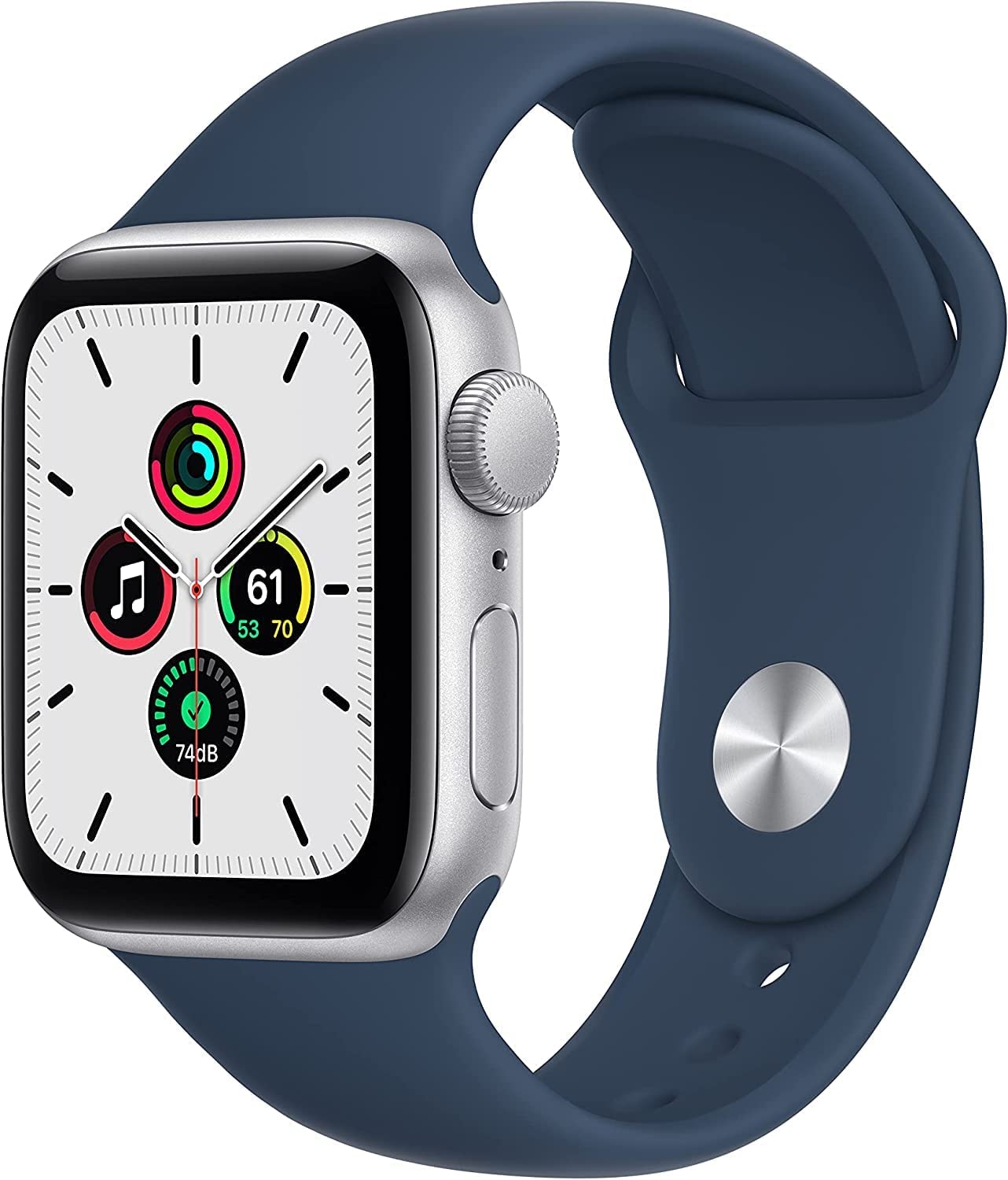 Apple Watch SE (GPS, 40mm) - Silver Aluminum Case with Abyss Blue Sport Band | Renewed Premium Smartwatch for Fitness Tracking & Notifications | Perfect for Running, Swimming & Daily Use