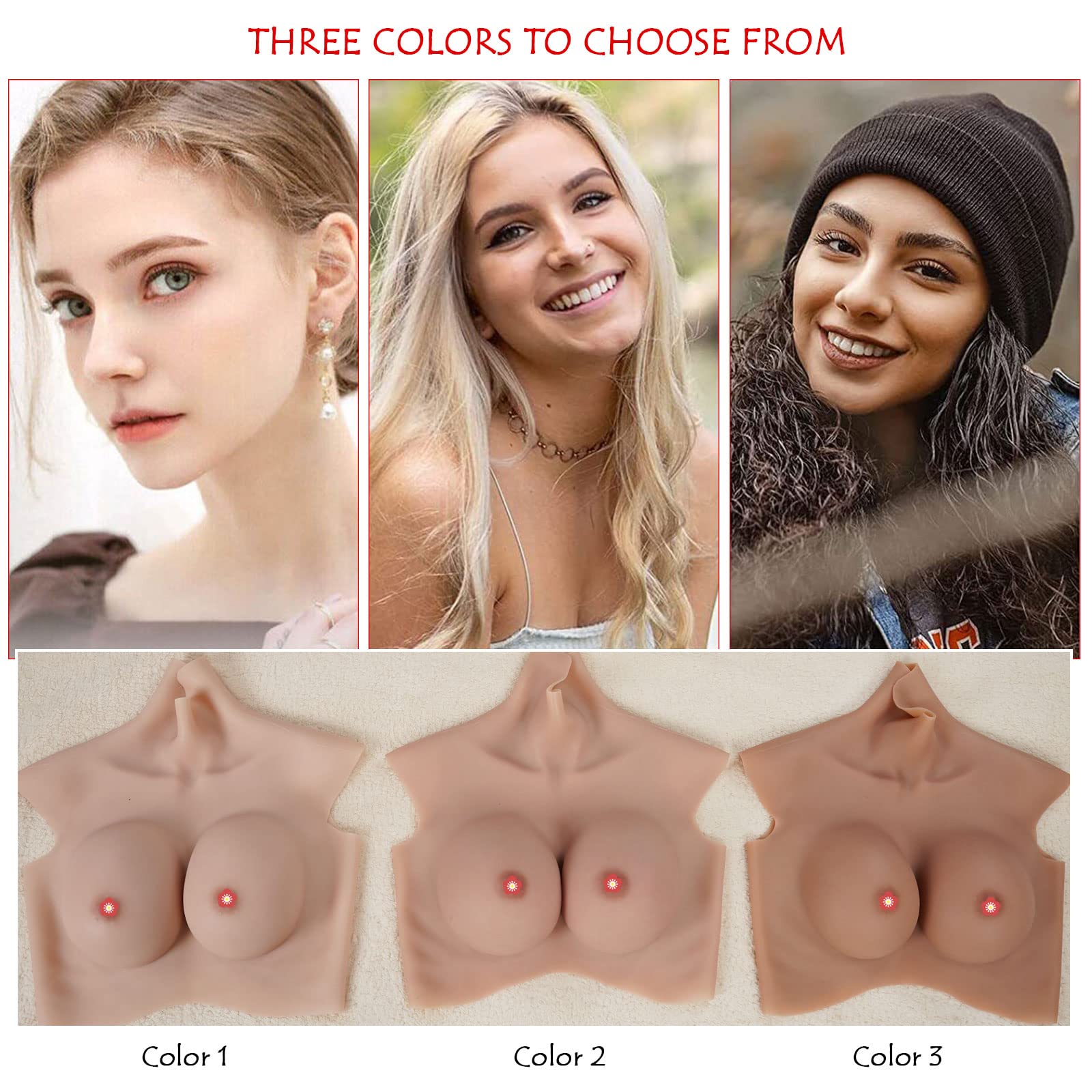 Premium Silicone Realistic Breastplate - 8th B/C/D/E/H Cup Soft Breast Forms for Crossdressers & Transgender Women | Comfortable Fake Boobs for Cosplay, Drag Shows & Everyday Wear