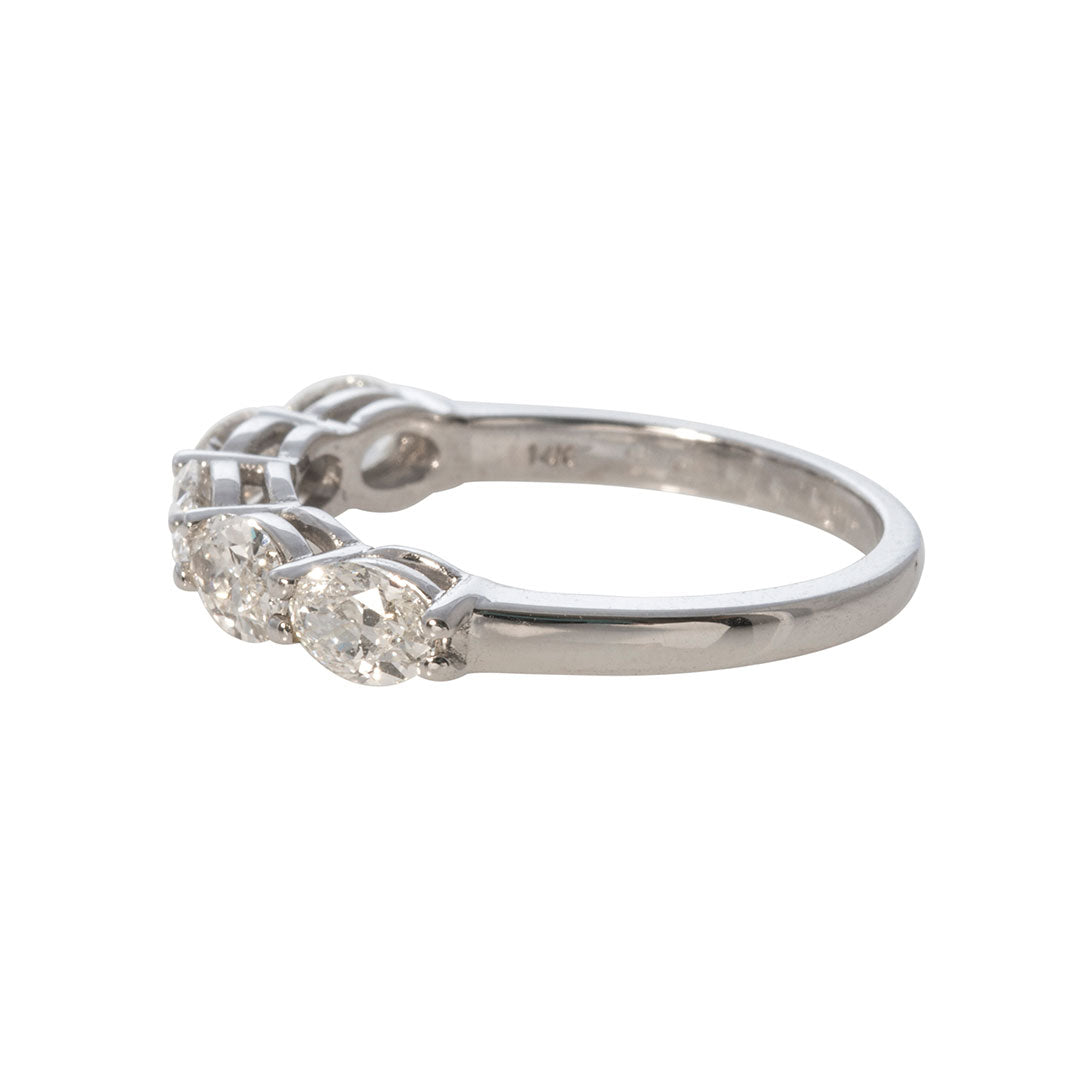 1.20ctw Oval Diamond 5 Stone 14K White Gold Wedding Band Ring for Women - Perfect for Engagement, Anniversary & Bridal Jewelry Gifts
