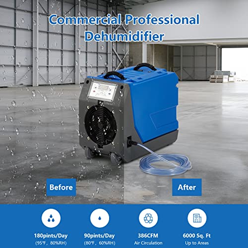 GARVEE 180 Pints Commercial Dehumidifier with Auto Defrost & Drain Pump - Powerful Moisture Removal for Basements, Warehouses, and Large Spaces