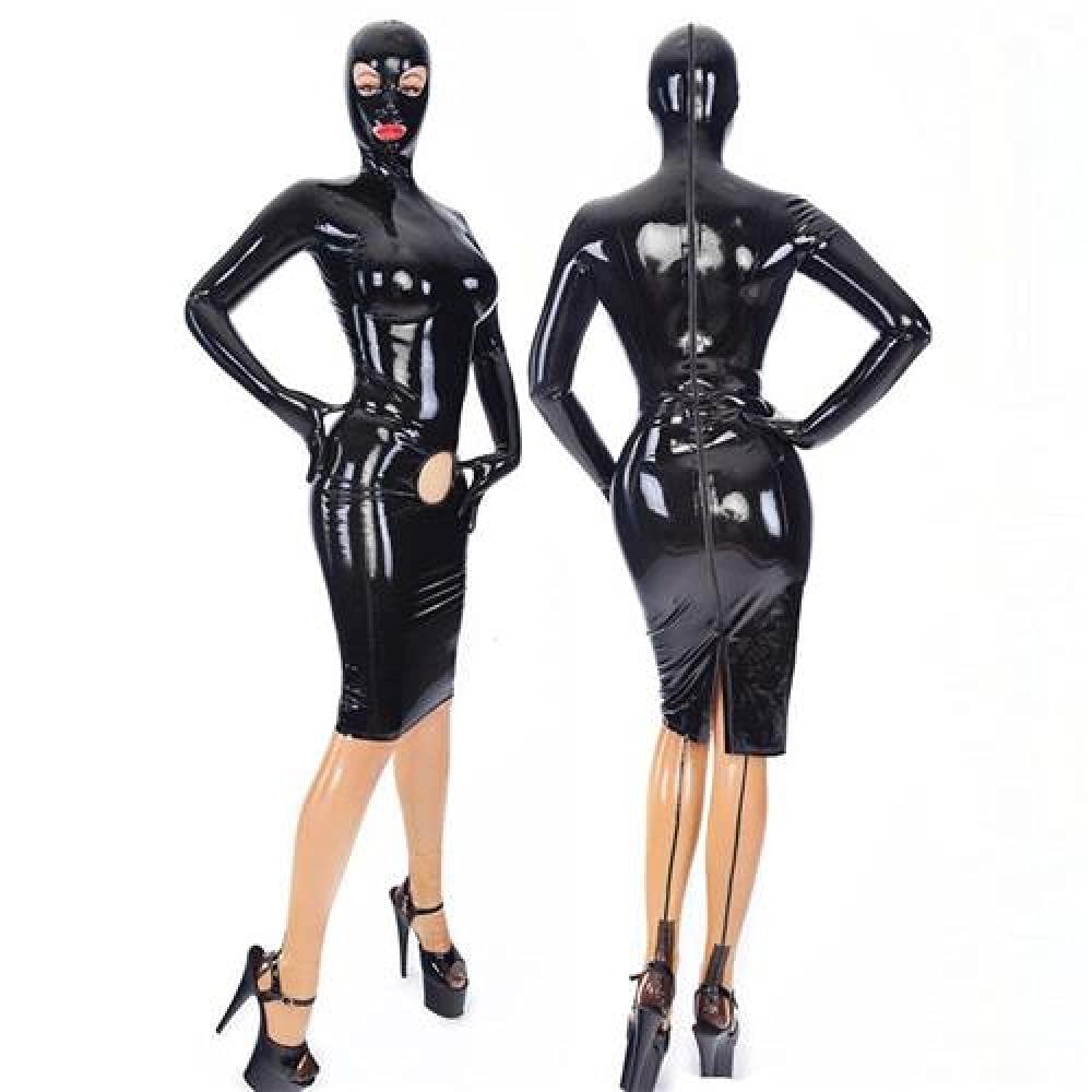 WJDT Black Sexy Latex Dress - Natural Latex Material for Women | Perfect for Nightclubs, Parties & Special Occasions