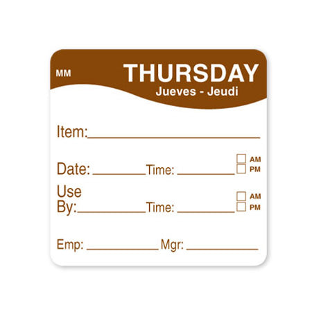 DayMark 1100354 Thursday MoveMark Labels - 2 x 2 Inch, Roll of 500 - Perfect for Food Rotation, Kitchen Organization & Inventory Management