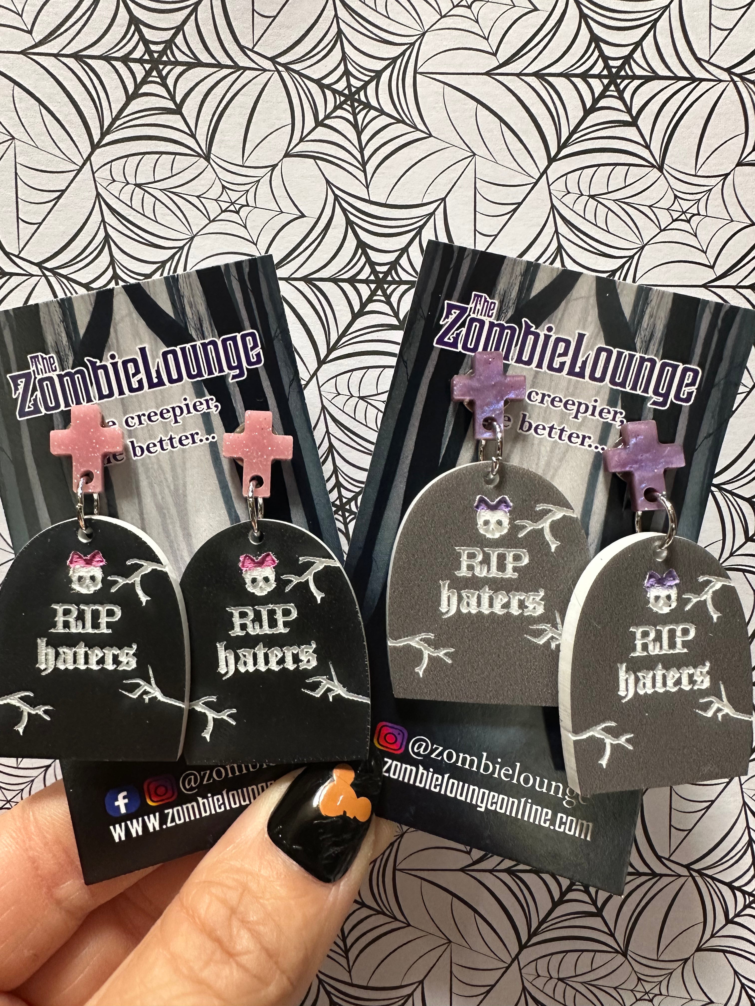 RIP Haters Earrings - Gothic Punk Statement Jewelry for Women | Trendy Skull Charm Dangle Earrings for Concerts, Parties & Alternative Fashion