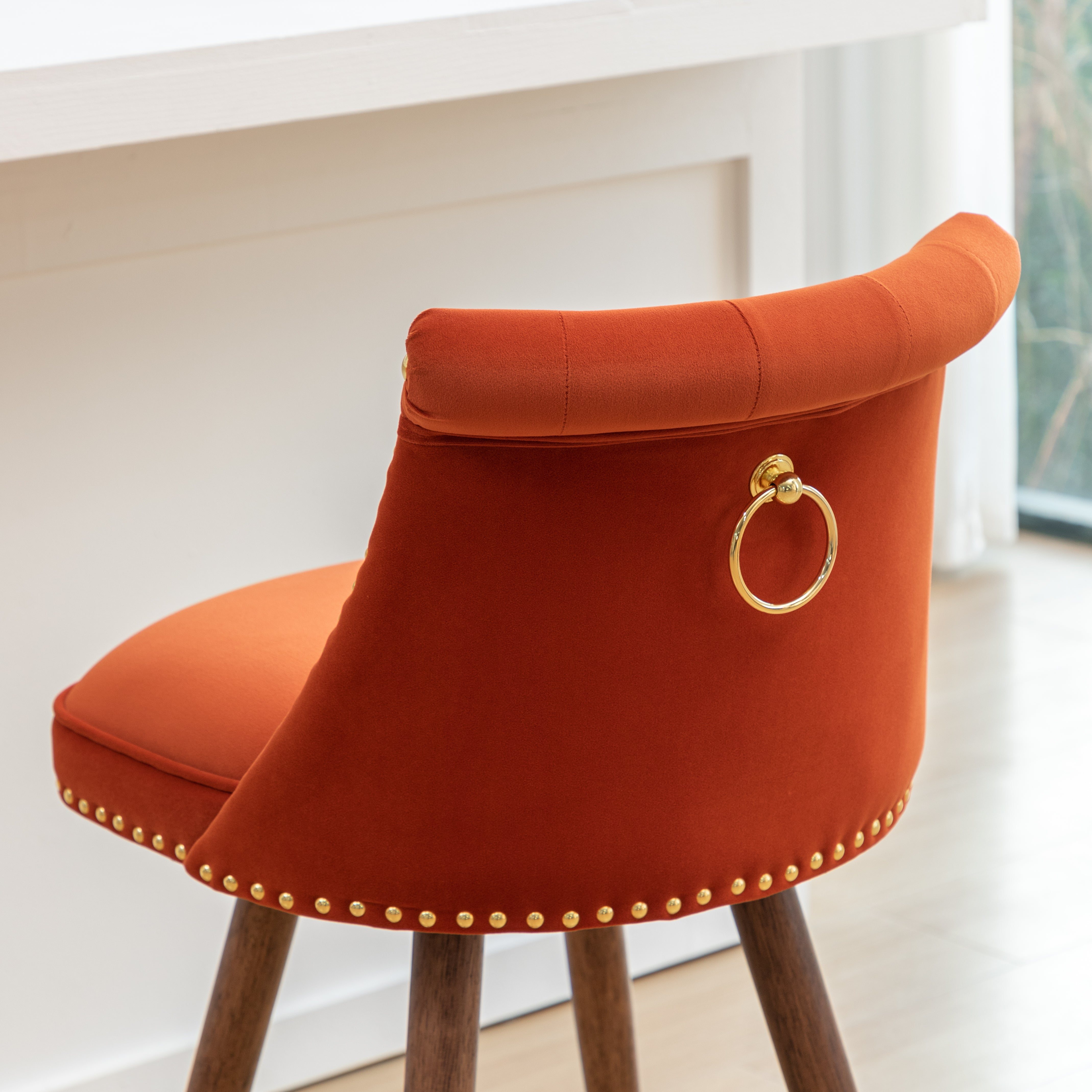 Roundhill Furniture Elvara Set of 2 Button Tufted Counter Stools with Nailhead Trim - Modern Kitchen Bar Stools for Breakfast Nook, Kitchen Island & Home Decor