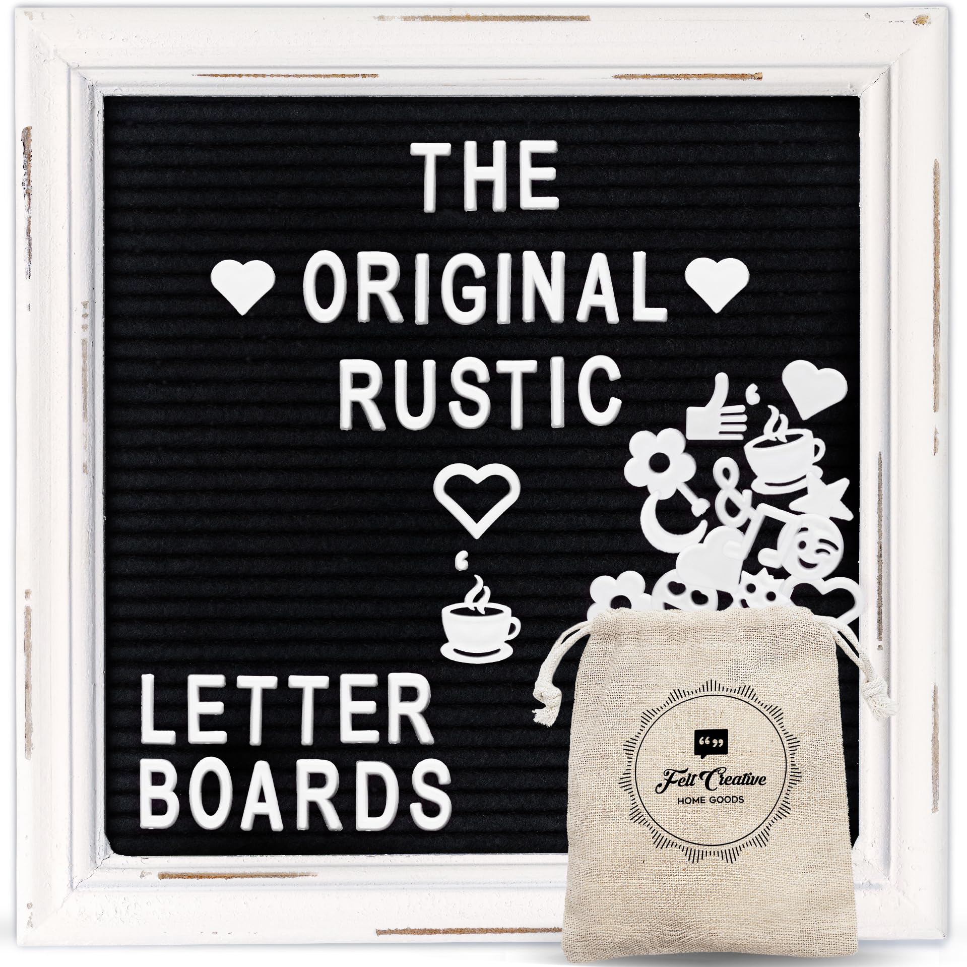 10x10 Rustic Farmhouse Black Felt Letter Board with Wooden Frame - Changeable Message Sign for Baby Announcements, Weddings & Home Decor - Includes 350 Letters & Stand (Perfect for Nursery, Events & Rustic Weddings)