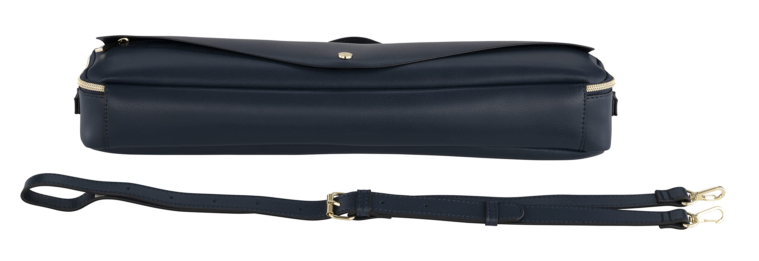 Premium Navy Synthetic Leather Flute Case Cover for B-Foot Flutes - Elegant Pearl Design, Legato-Largo Style - Perfect for Music Performances, School Bands & Professional Storage