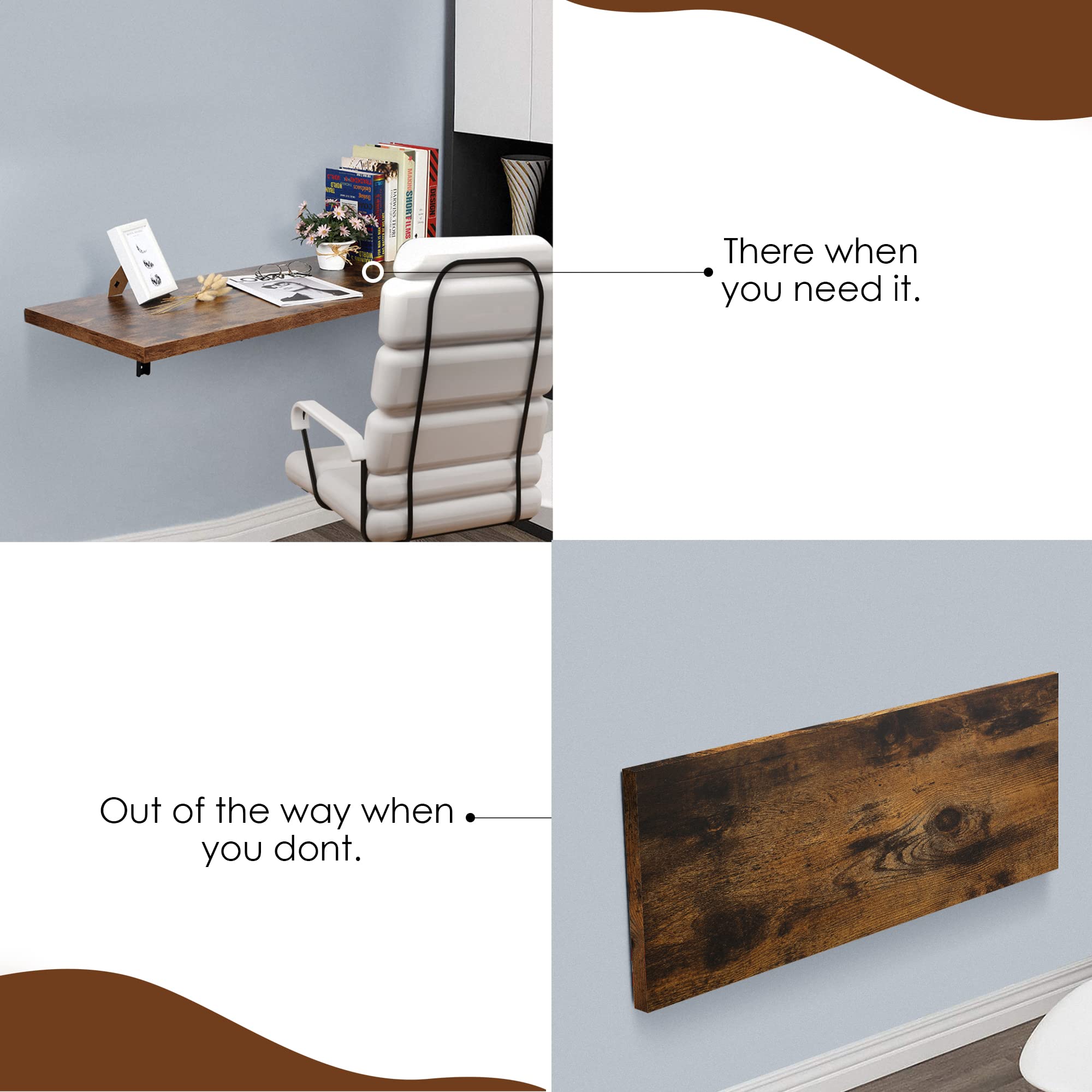Foldable Wall Mounted Murphy Desk - Space Saving Floating Table for Laundry Folding, Home Office & Small Spaces | Perfect for Apartments, Dorms & Multi-Purpose Rooms