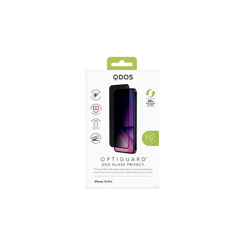 QDOS iPhone 16 Pro Screen Protector - Tempered Glass 9H Hardness, Anti-Scratch, Bubble-Free Installation - Perfect for Everyday Use, Gaming & Outdoor Activities