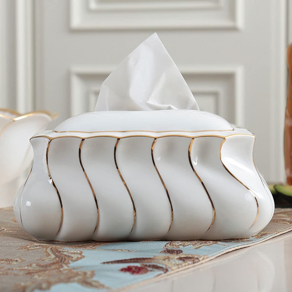 Modern White Rectangular Tissue Box Cover - Creative Storage Holder for Disposable Facial Tissues | Perfect for Bathroom Vanity, Bedroom Dresser, Nightstand, Desk & Table Decor | Home & Office Organization Accessory
