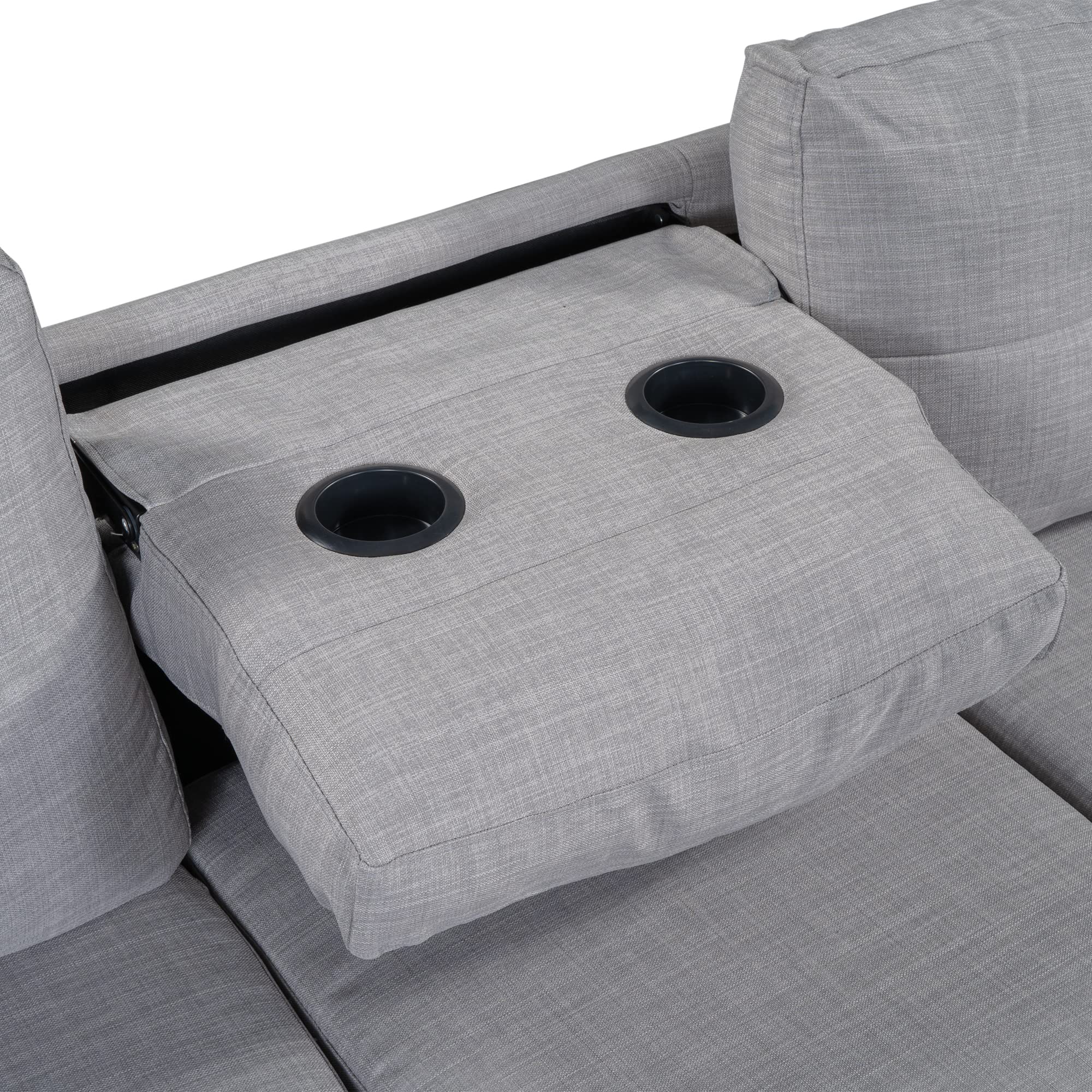 P PURLOVE L-Shaped Sectional Sofa with Reversible Chaise Lounge, Storage Ottoman & Cup Holders - Modern Living Room Furniture Set with Nail Head Trim in Light Gray | Perfect for Small Spaces, Apartments & Cozy Home Decor