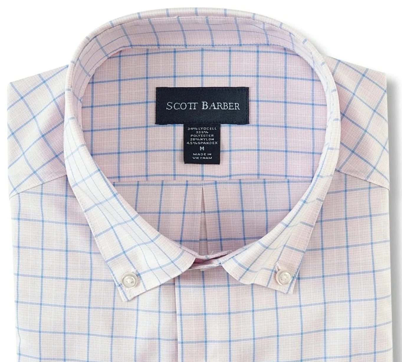 Scott Barber Pink Checkered Long Sleeve Sport Shirt for Men - Casual & Athletic Wear for Golf, Tennis, and Outdoor Activities
