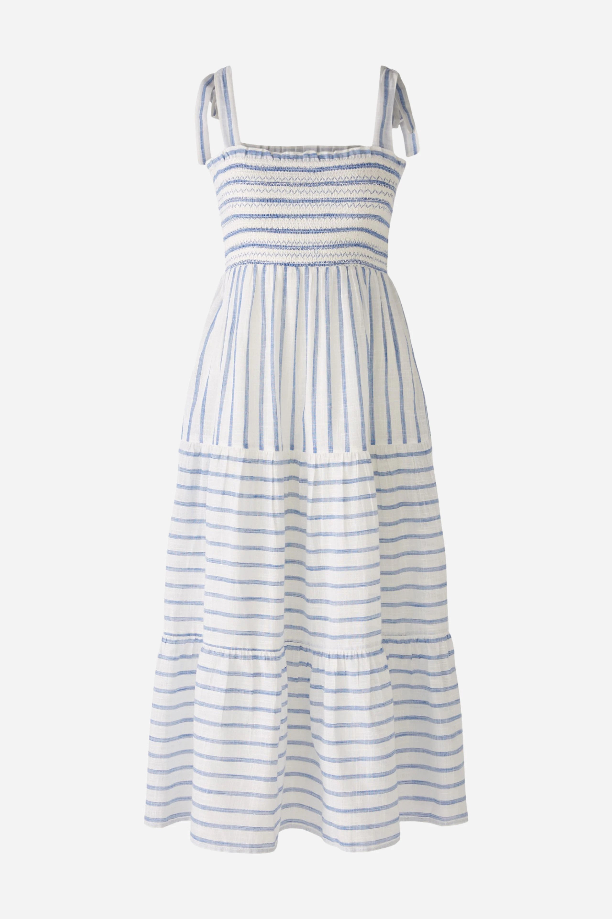 87542 White and Blue Floral Summer Dress for Women - Perfect for Beach Vacations, Parties & Casual Outings