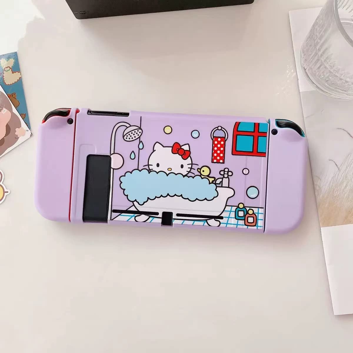 Cute Hello Kitty Nintendo Switch Case - Dockable Soft TPU Cover with Ergonomic Grip for Joycon Controllers | Sparkle Skin Set | Perfect for Gaming, Travel & Collectors