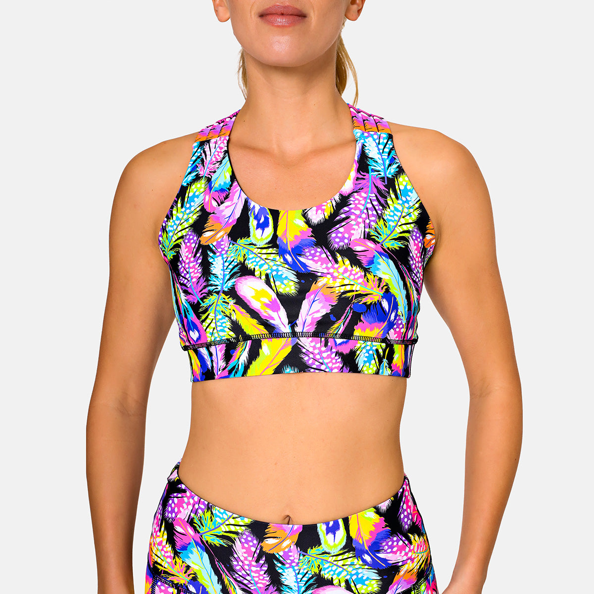 Feather Frenzy Cross Back Bra - Comfortable & Stylish Women's Sports Bra for Yoga, Gym & Workouts | Breathable & Supportive Activewear for Fitness & Running