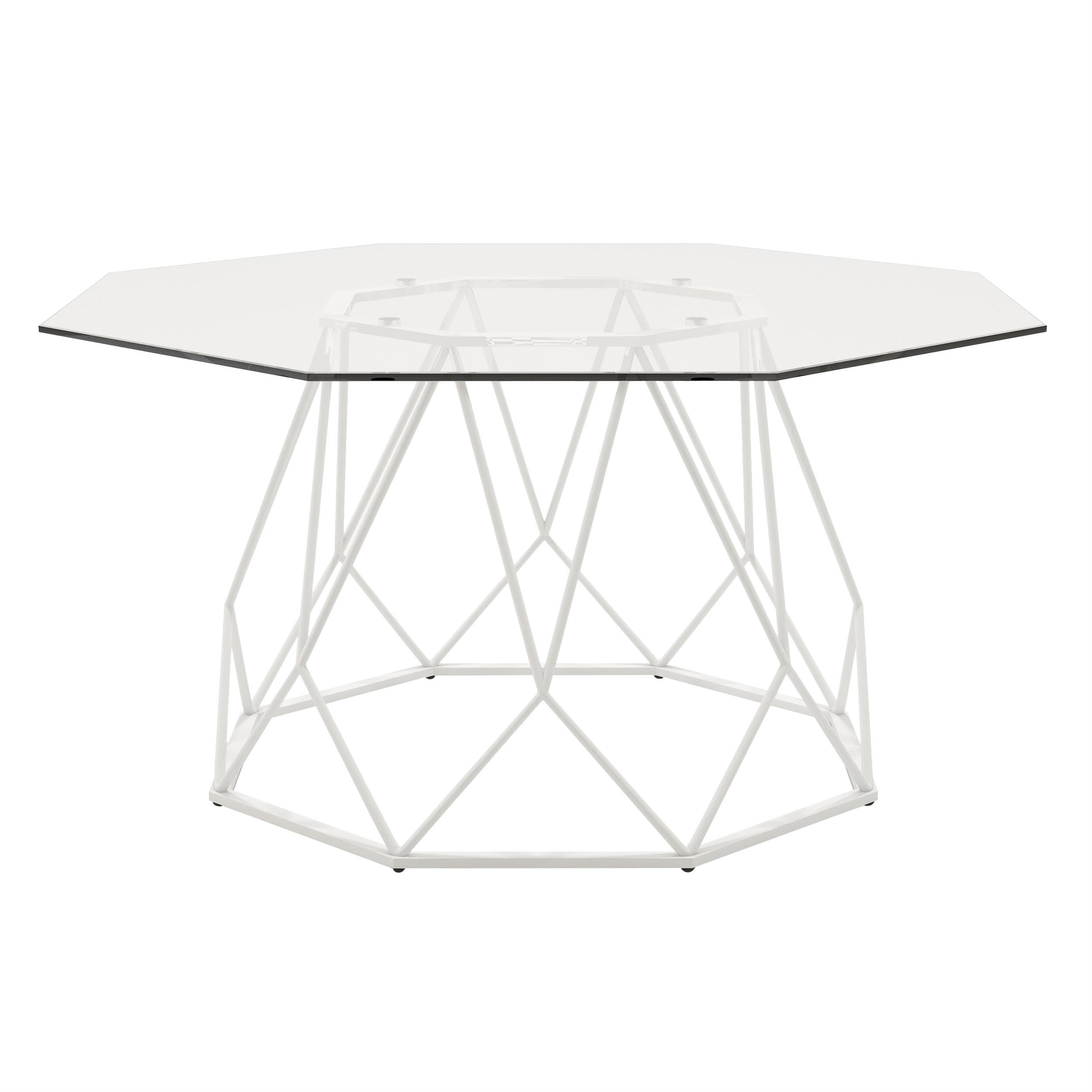 Furniture of America Growder Modern White Glass Top Coffee Table - Stylish Living Room Centerpiece for Home & Office Decor