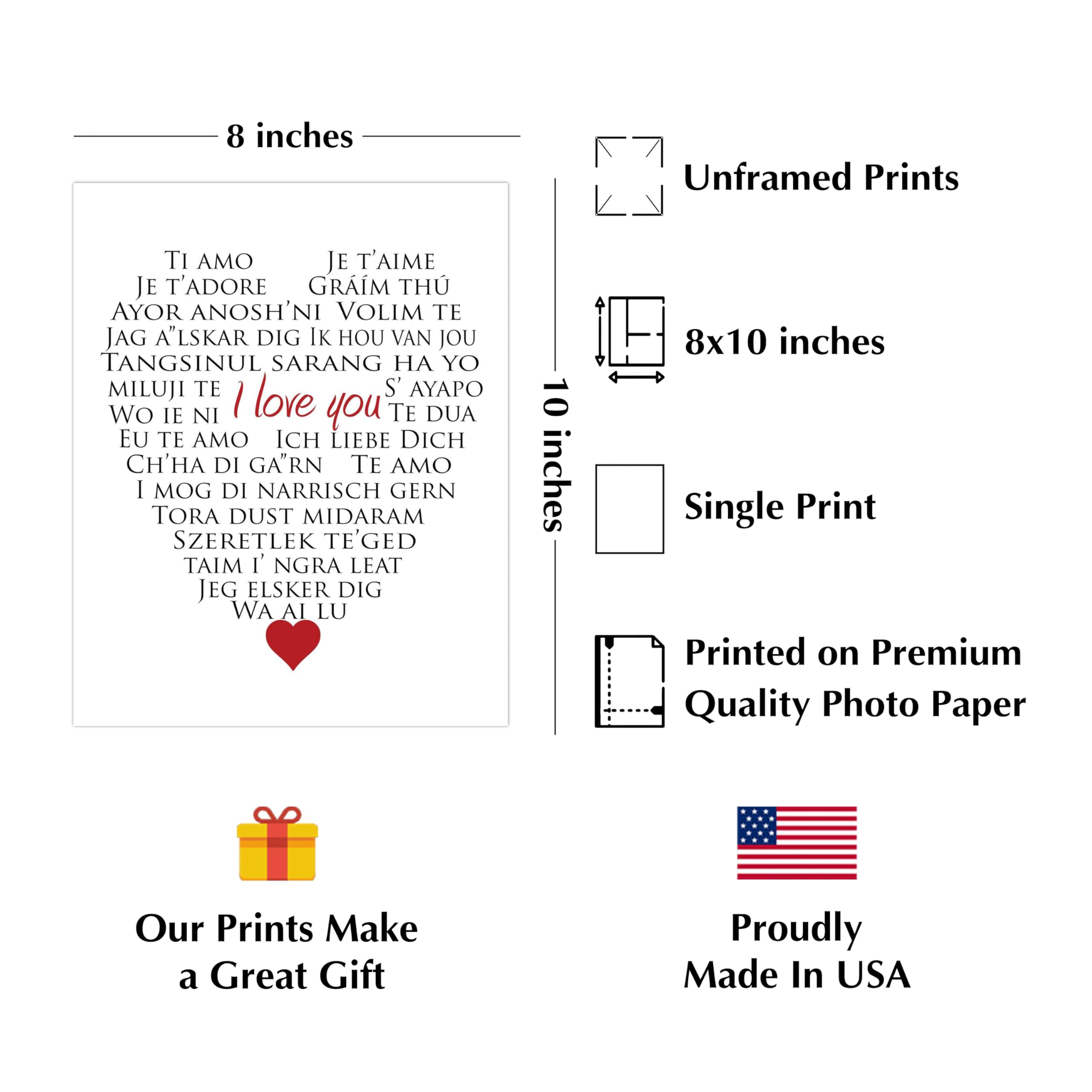 Global Love Languages Wall Art Print - Inspirational Spiritual Home Decor for Bedroom & Office - Romantic Gift for Partner, Newlywed, Spouse - Unframed 8x10 Inch - Perfect for Valentine's Day, Anniversary & Wedding Decor