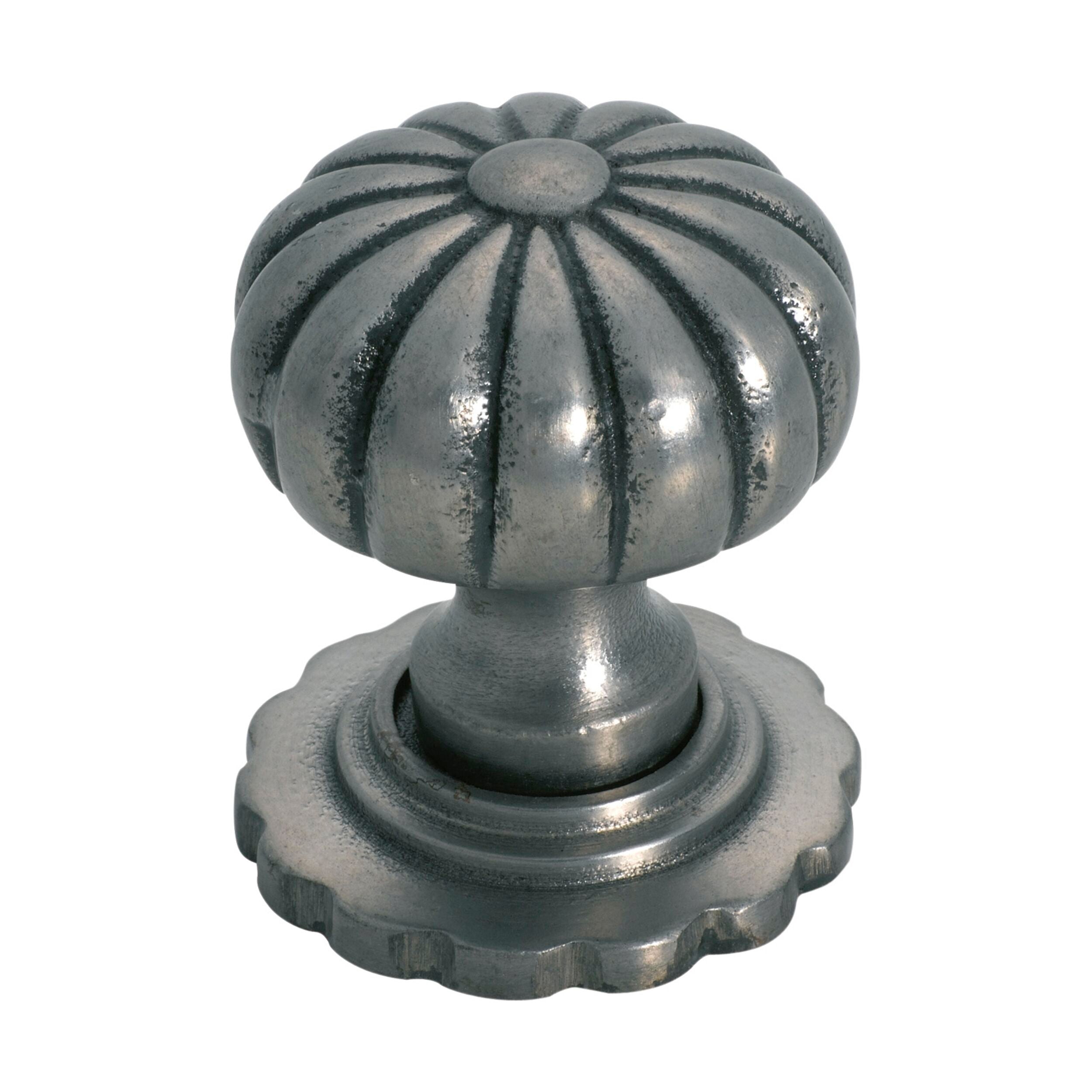 Polished Metal Fluted Cupboard Knob with Iron Backplate - 32mm Diameter x 44mm Projection - Perfect for Kitchen Cabinets, Dressers & Furniture Hardware Upgrade