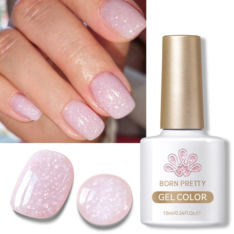 Pink Snow Glitter Jelly Gel Polish - JN91 Blossom Flurry 10ml Nail Art Kit for Winter & Holiday Manicures - Long Lasting UV LED Gel Polish for Salon & Home Use