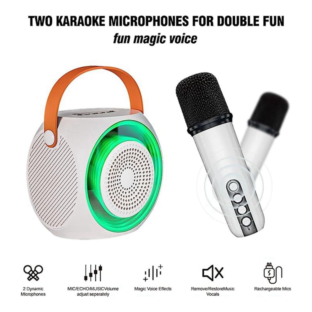 Portable Bluetooth Karaoke Speaker with 2 Wireless Microphones - Wireless Party Speaker for Home, Outdoor, Birthday Gifts, Travel & Camping - High-Quality Sound for Singing, Parties & Entertainment