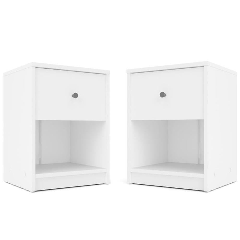 Home Square 2-Piece White Bedroom Set with 2 One-Drawer Nightstands - Perfect for Modern Master Bedrooms & Guest Rooms