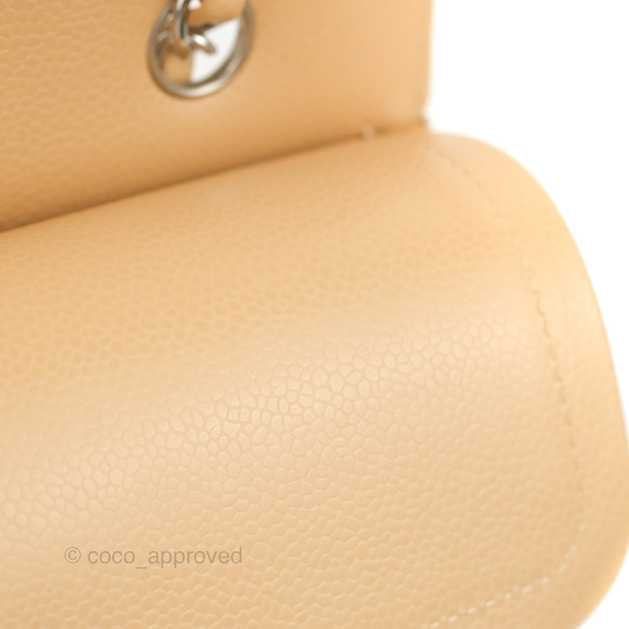 Chanel Classic Medium Flap Bag Quilted Beige Caviar Leather with Silver Hardware - Perfect for Everyday Luxury & Special Occasions
