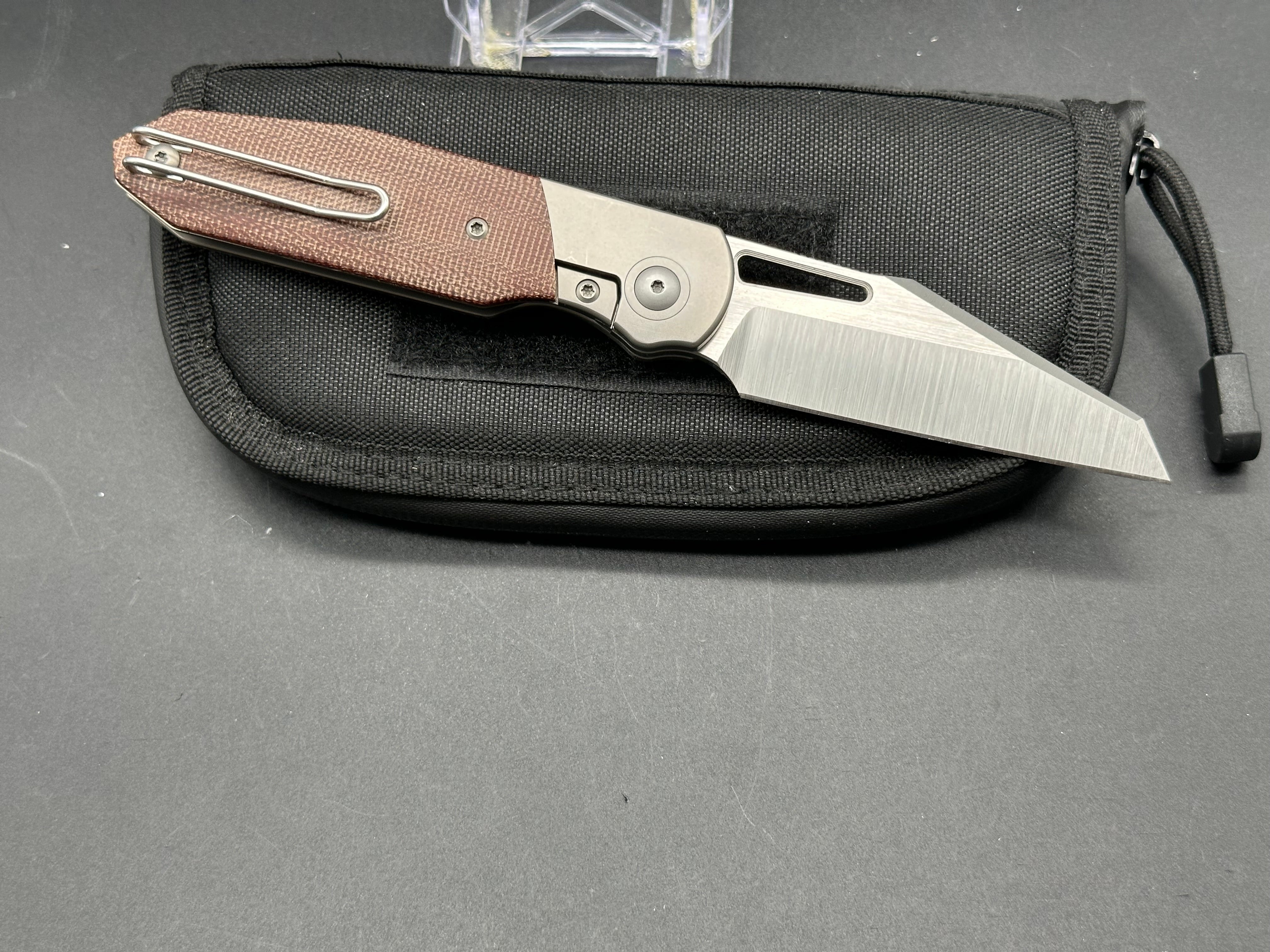 Renegade Provisions G.O.M. Frame Lock Knife - Titanium & Brown Micarta Handle - EDC Pocket Knife for Outdoor, Camping, and Everyday Carry