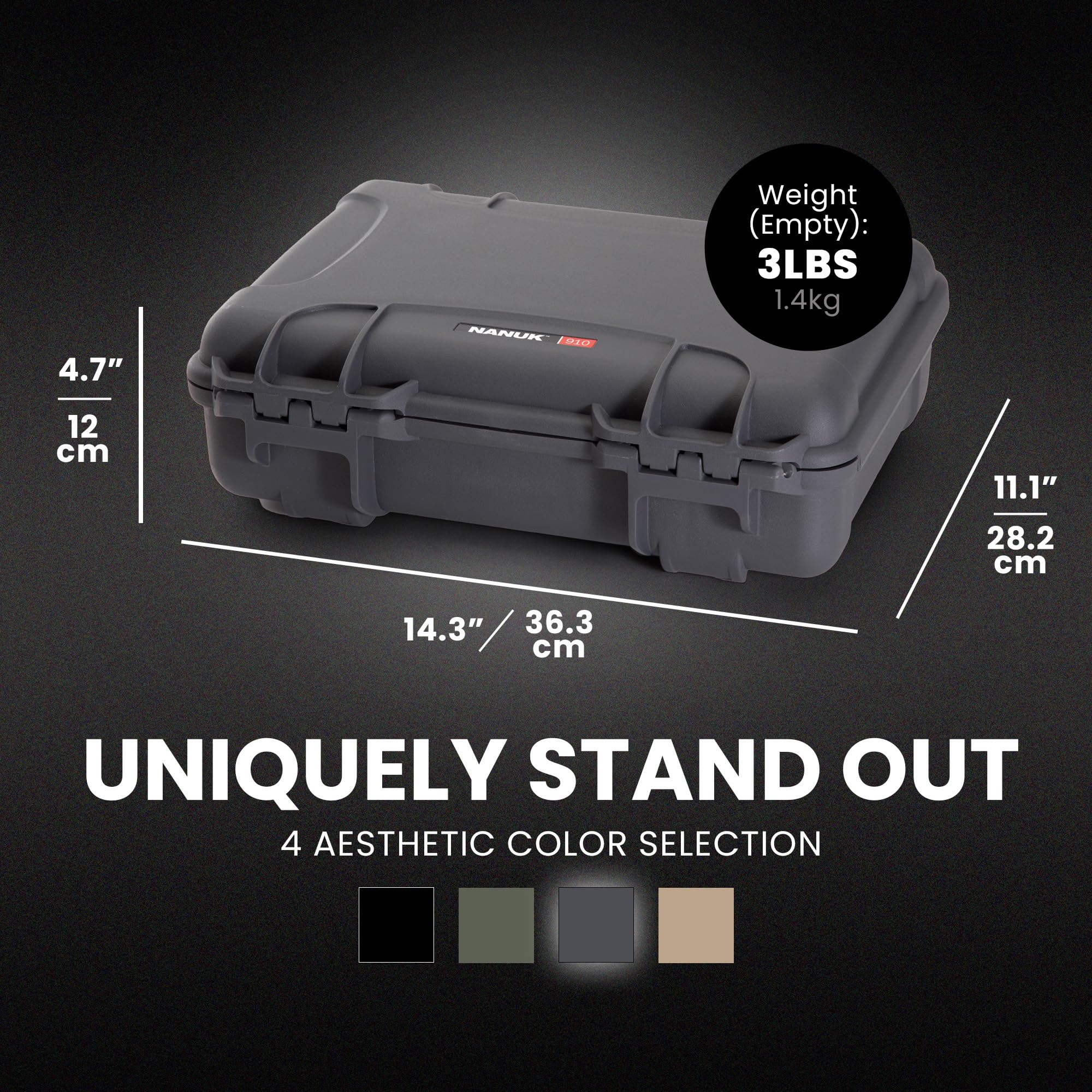 NANUK 910 Waterproof Hard Case for 2 UP Classic Single Sporting Gear - IP67 Rated, Durable Storage Box (14.3