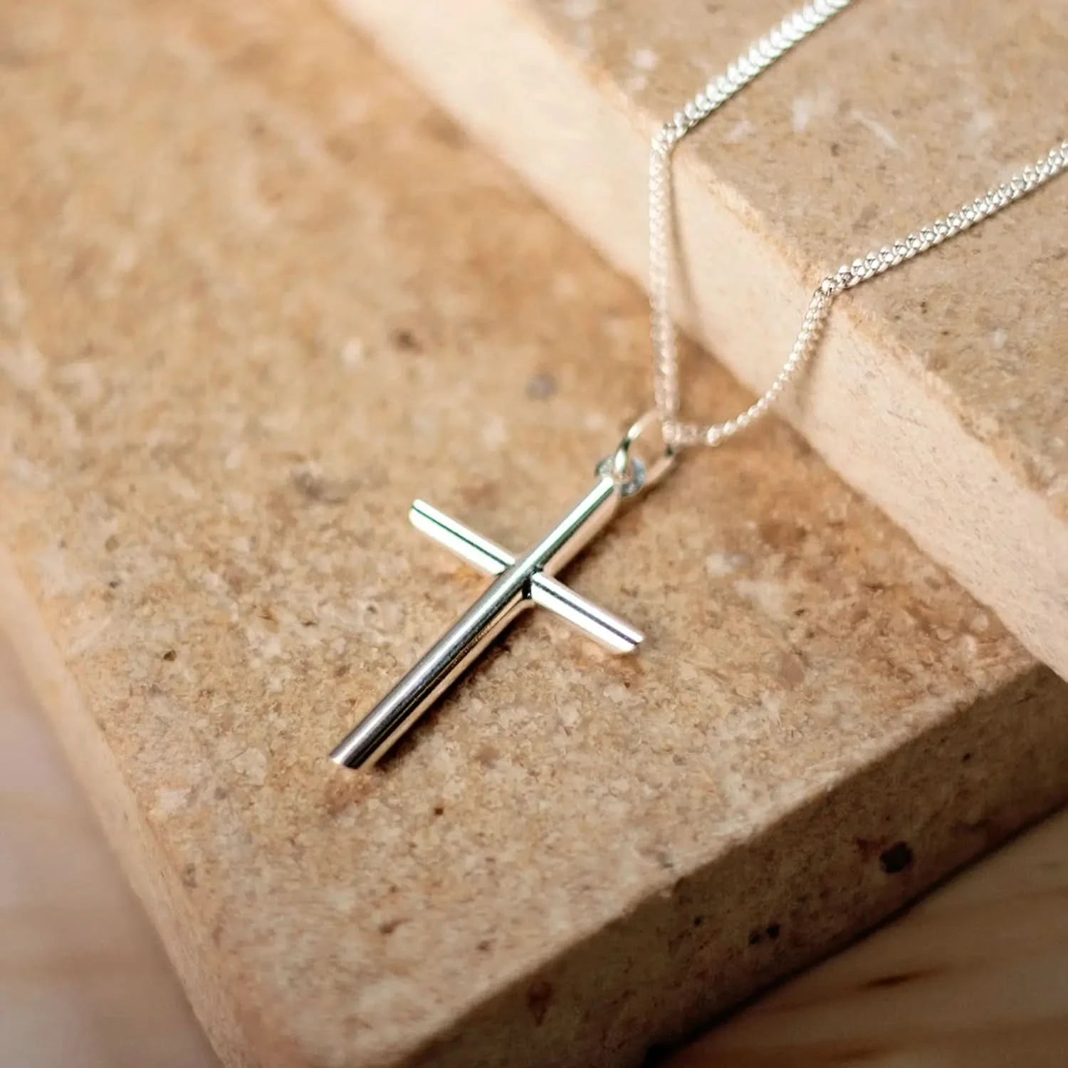 Large Solid Silver Cross Necklace for Women & Men - Elegant Religious Jewelry for Everyday Wear, Gifts, and Special Occasions
