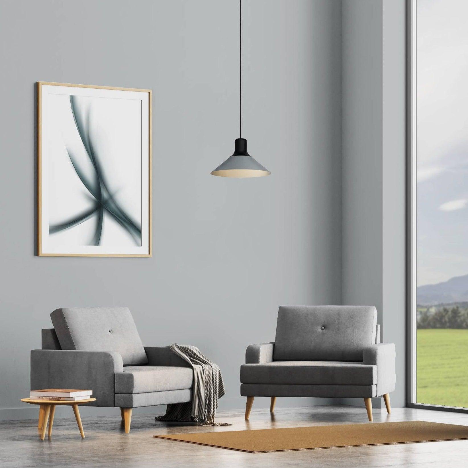 Eglo Abreosa Grey & Black Metal Conical Ceiling Pendant Light - Modern Industrial Fixture for Dining Room, Kitchen Island or Bedroom Lighting