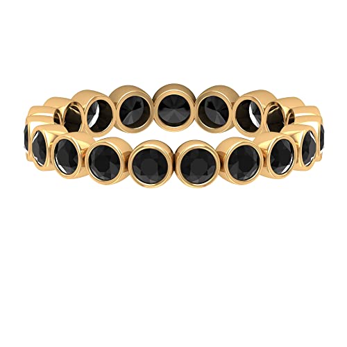 1 CT Black Spinel Full Eternity Ring - 14K Solid Gold Bezel Set Wedding Band for Women - Elegant Anniversary Gift for Her, Perfect for Bridal Jewelry, Engagement Ring, or Special Occasion Jewelry