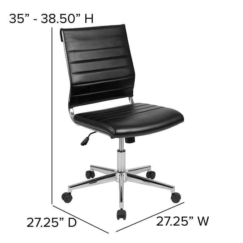 Premium FLASH Hansel Mid Back Office Chair - White LeatherSoft Executive Swivel Chair with Contemporary Panel Design for Home & Office Workspaces