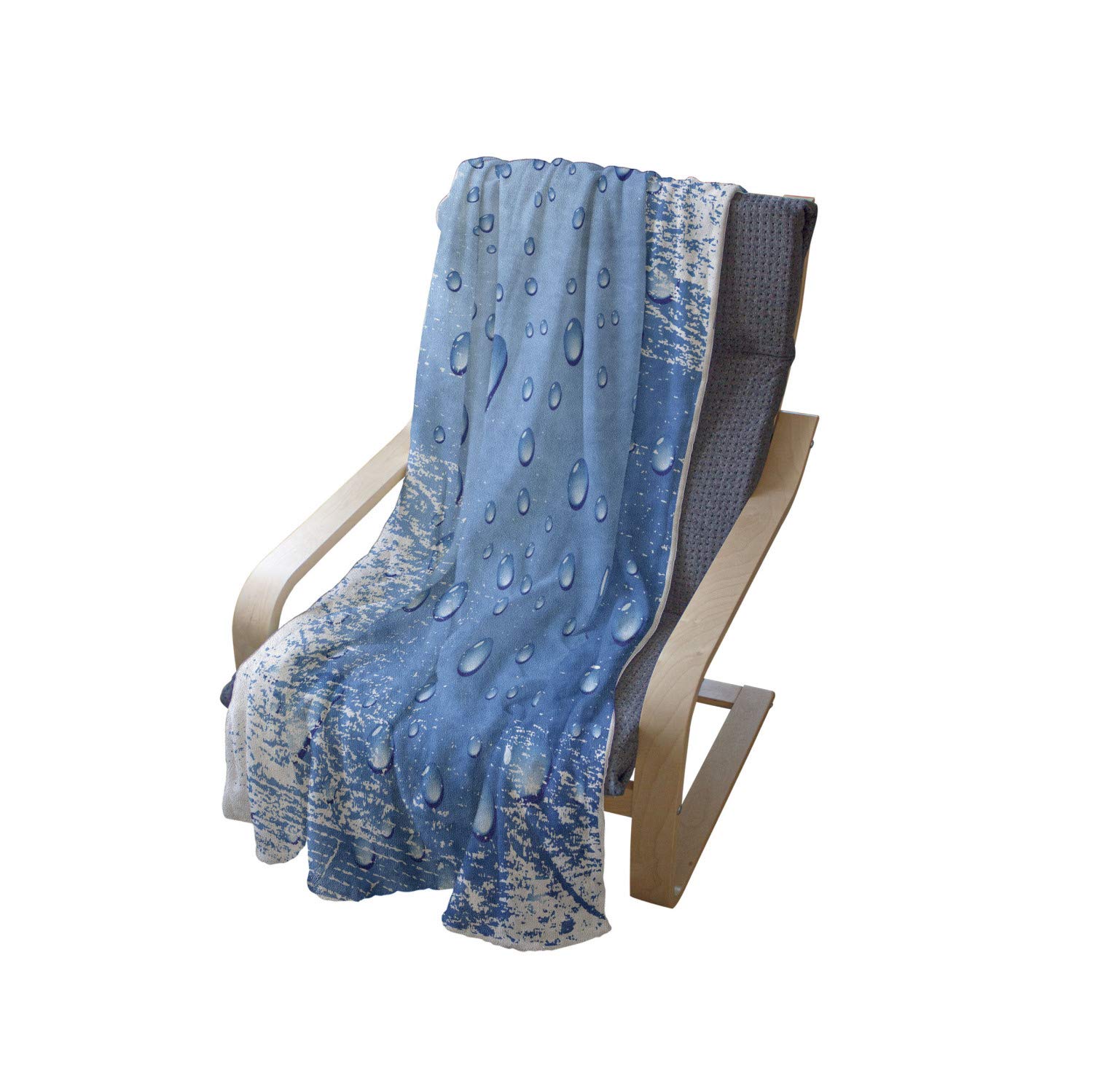 Ambesonne Grunge Throw Blanket - Blue & White Water Drop Design, 60x80 Inch Soft Flannel Fleece Blanket for Couch, Bed & Sofa - Cozy Home Decor, Perfect for Living Room, Dorm & Gift Giving