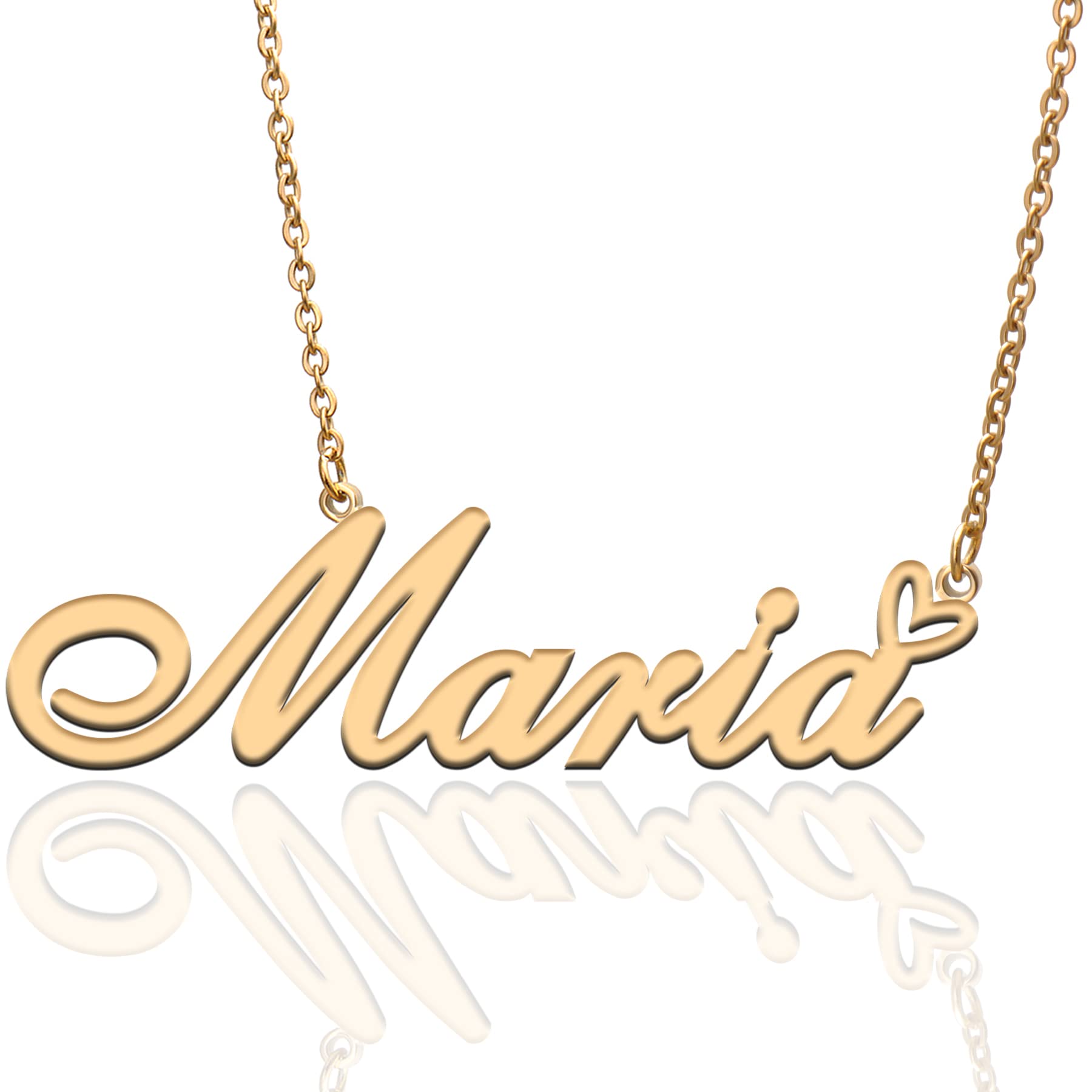 RONKAH Personalized Name Necklace for Women - Custom Heart Pendant with Gold Plating, Engraved Name Jewelry - Perfect Gift for Girlfriend, Mom, Daughter, or Friend - Ideal for Christmas, Birthday, Anniversary & Everyday Wear