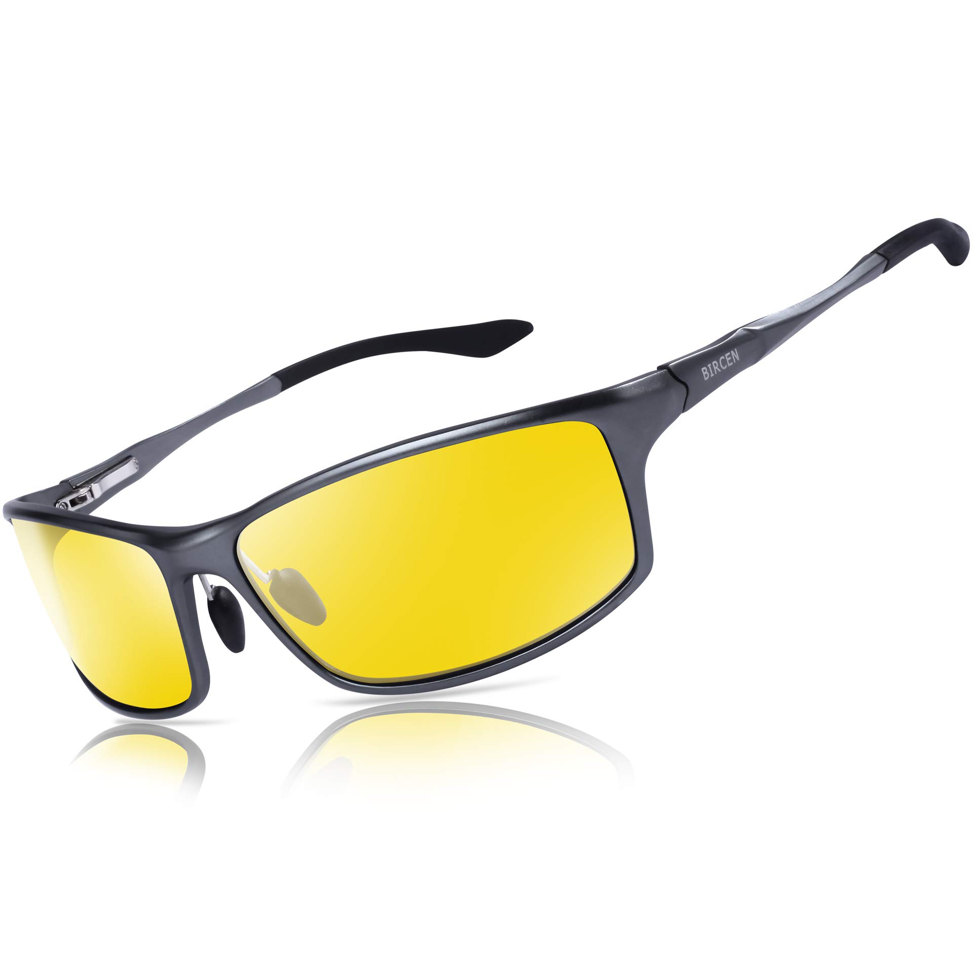 BIRCEN HD Anti Glare Night Vision Glasses for Driving - Lightweight Al-Mg Frame Night Driving Glasses for Men & Women - Perfect for Nighttime Commuting, Road Trips and Low Light Conditions